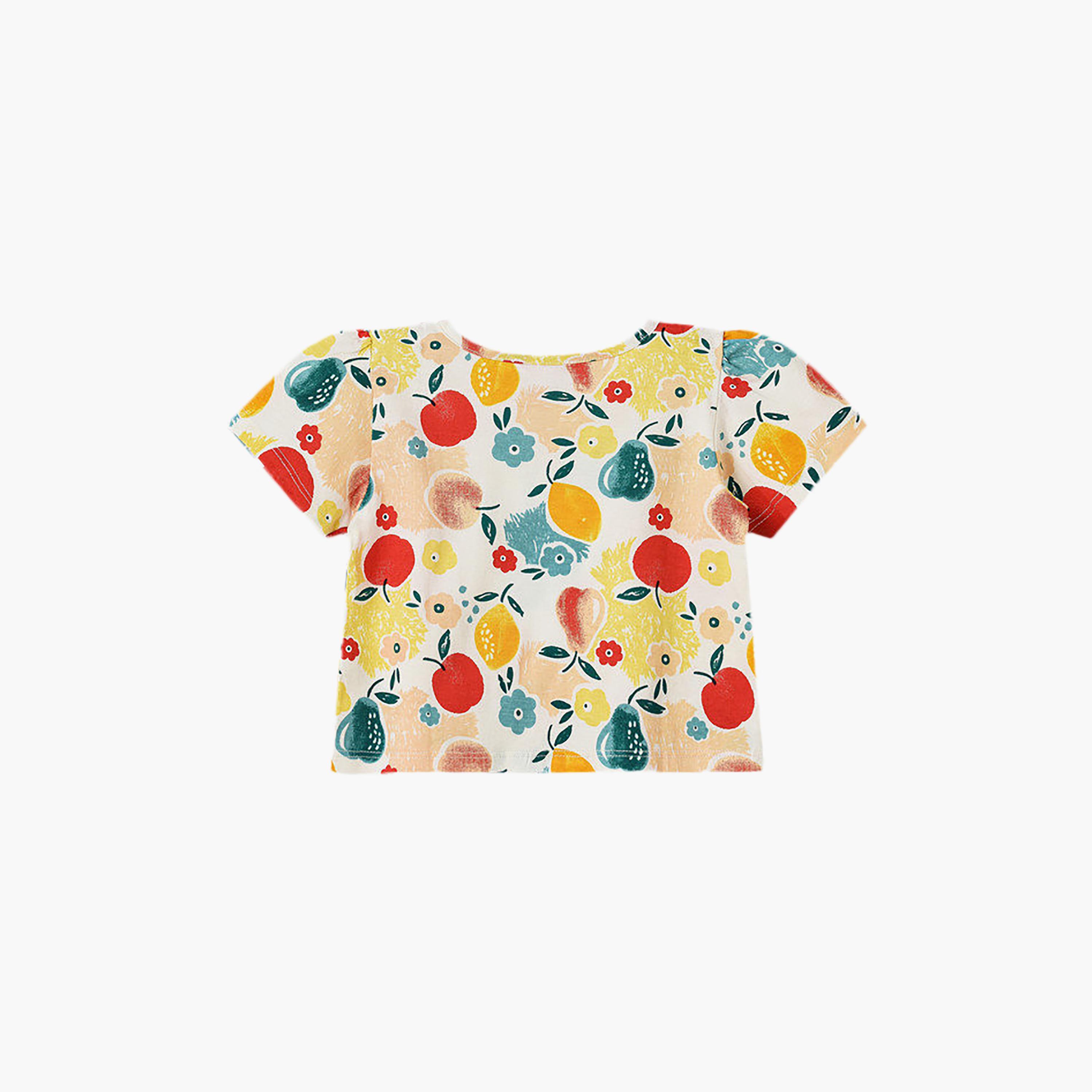 UniqKidz Cotton Short Sleeves Flower Printed T- Shirt-girls-clothing-tshirts-image-2