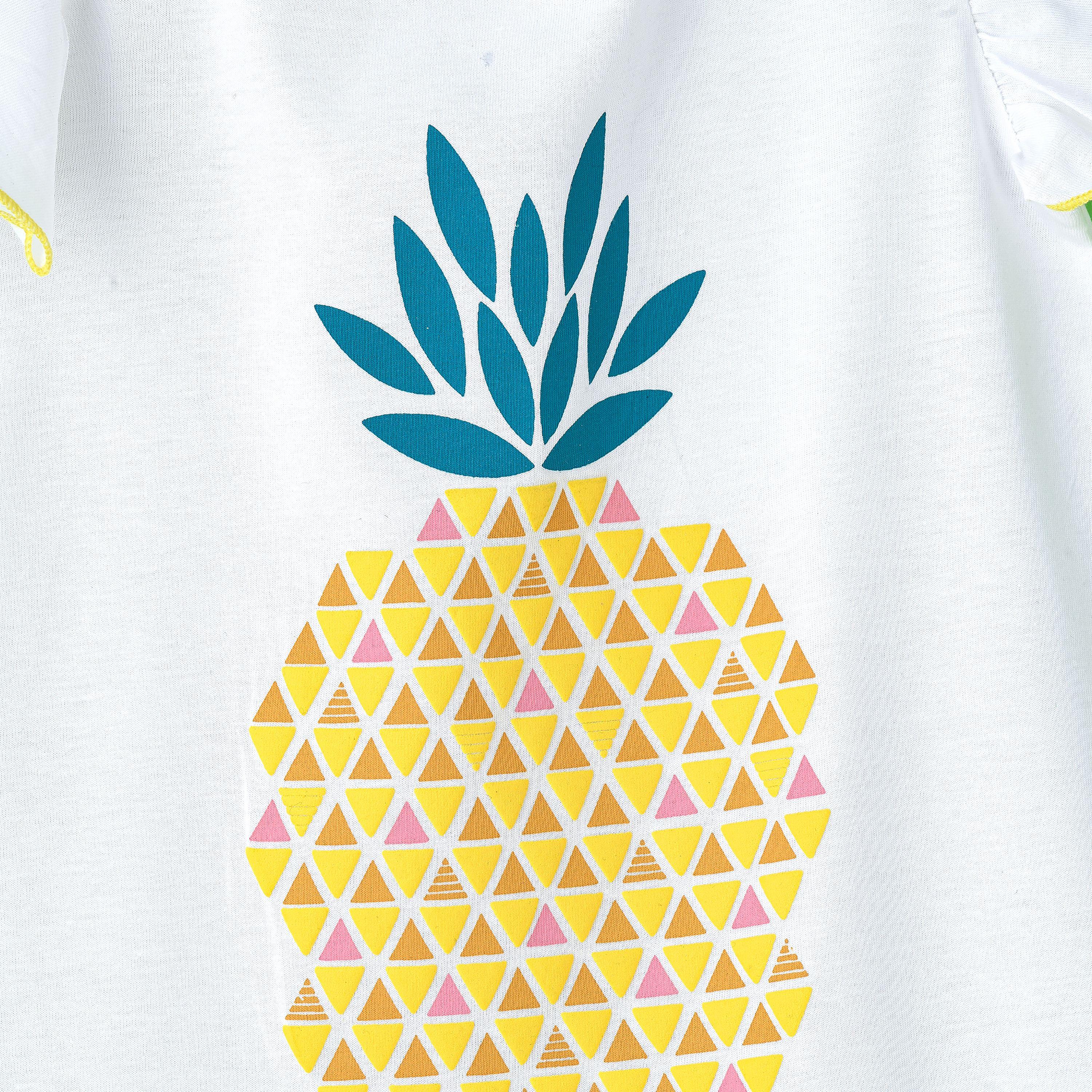 UniqKidz Pineapple Printed Cap Sleeves T-Shirt-girls-clothing-tshirts-image-3