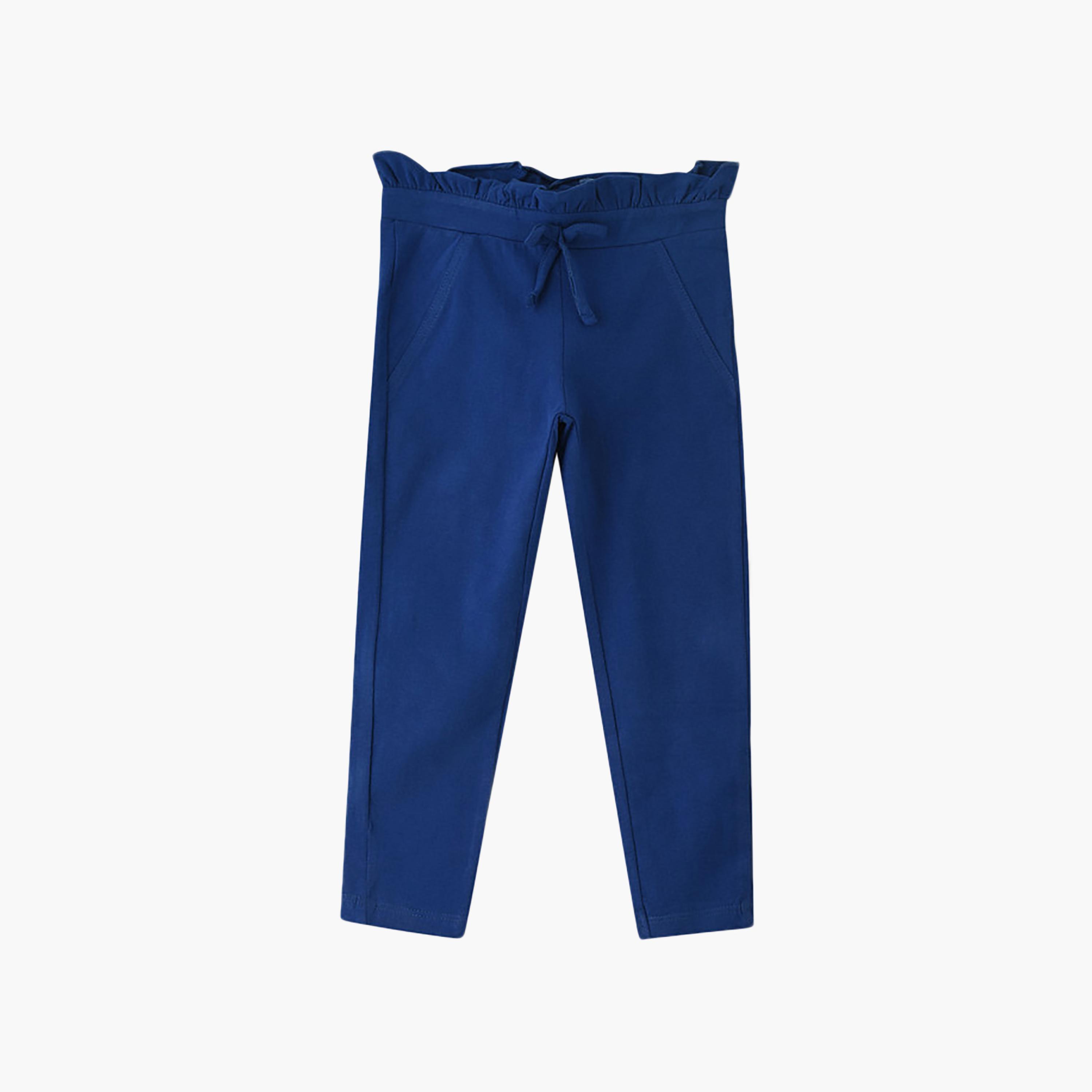 Uniqkidz Cotton Solid Elasticated Drawstring Leggings-girls-clothing-bottoms-leggings-image-1