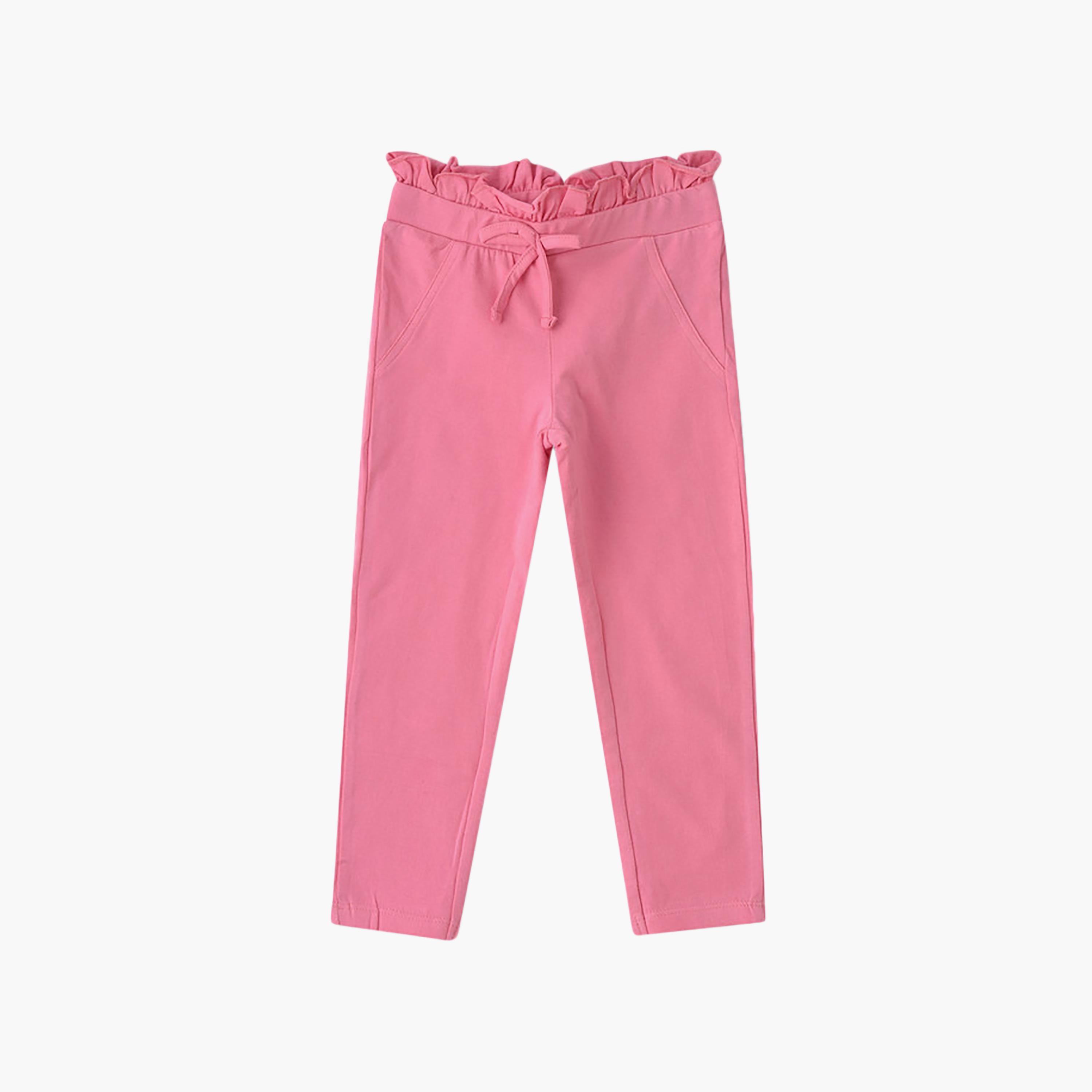 ليقنز قطن سادة بخصر مرن ورباط سحب من يونيكيدز-girls-clothing-bottoms-leggings-image-1