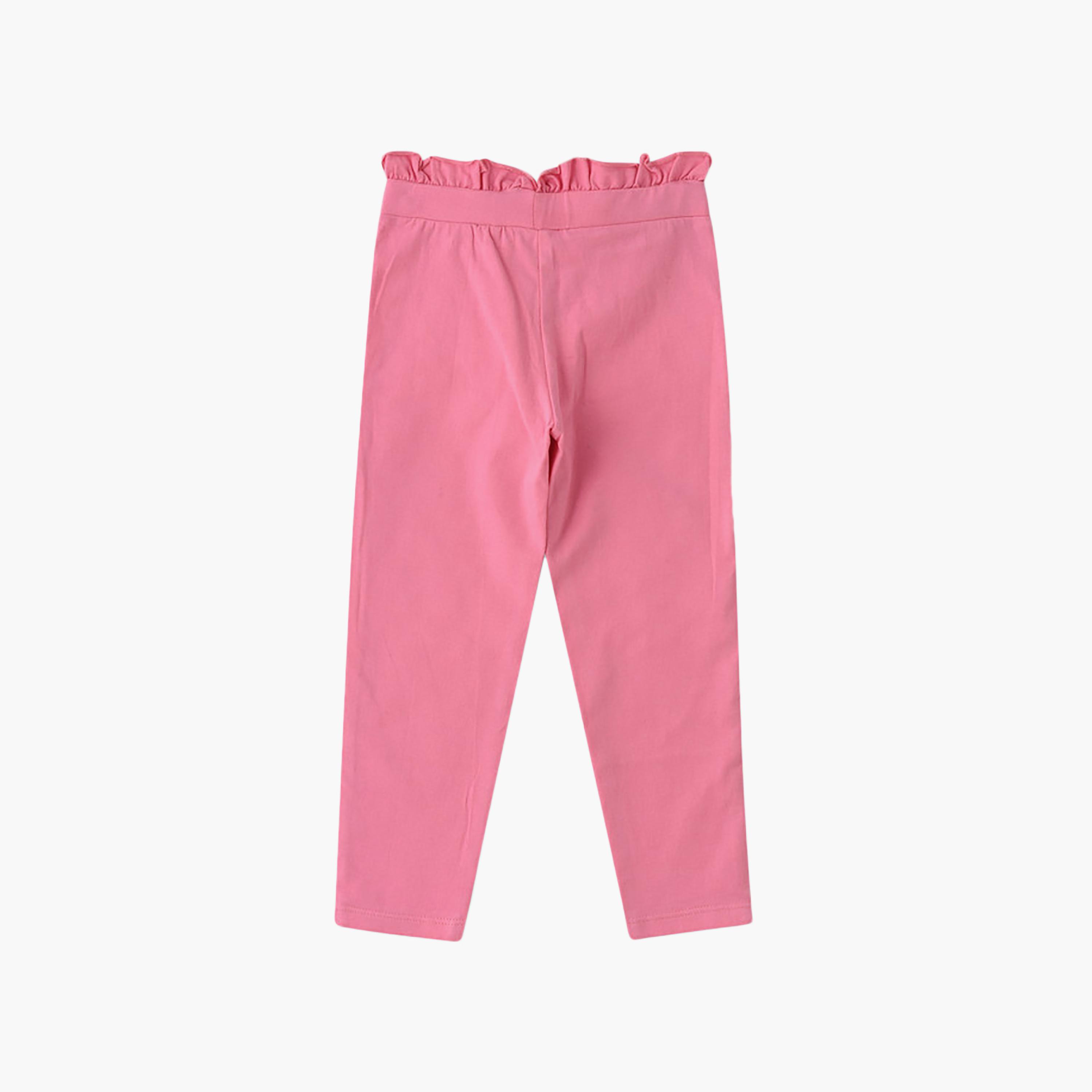 ليقنز قطن سادة بخصر مرن ورباط سحب من يونيكيدز-girls-clothing-bottoms-leggings-image-2