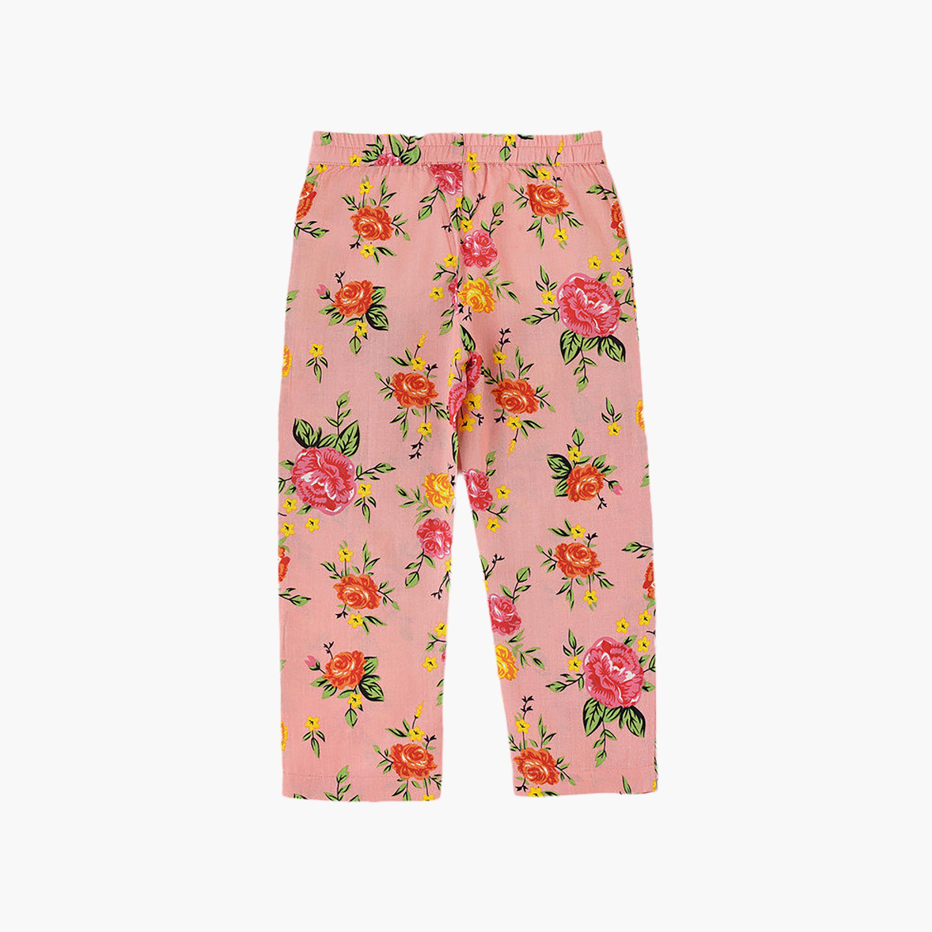 UniqKidz Cotton Floral Printed Woven Trousers-girls-clothing-bottoms-trousers-image-1