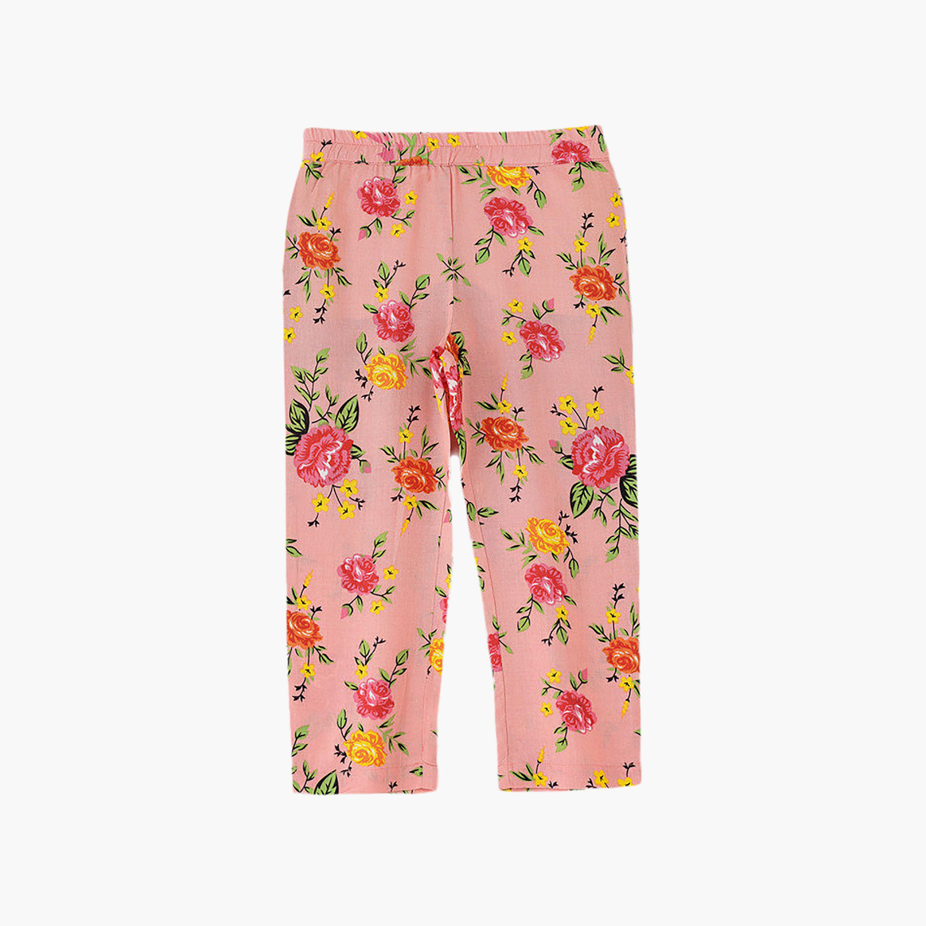 UniqKidz Cotton Floral Printed Woven Trousers-girls-clothing-bottoms-trousers-image-2