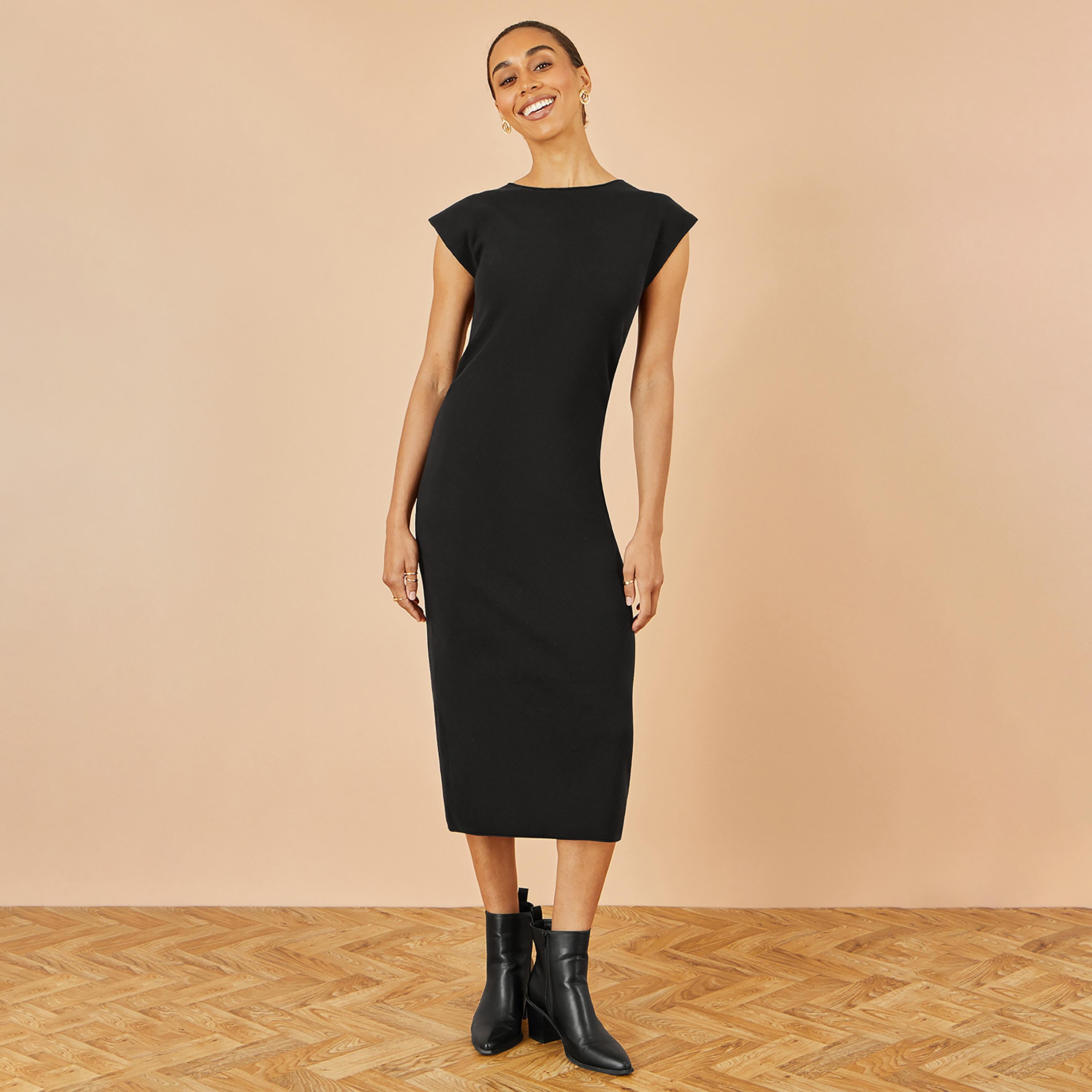 Yumi Knitted Cap Sleeves Sheath Women's Midi Dress-women-clothing-dresses-image-1