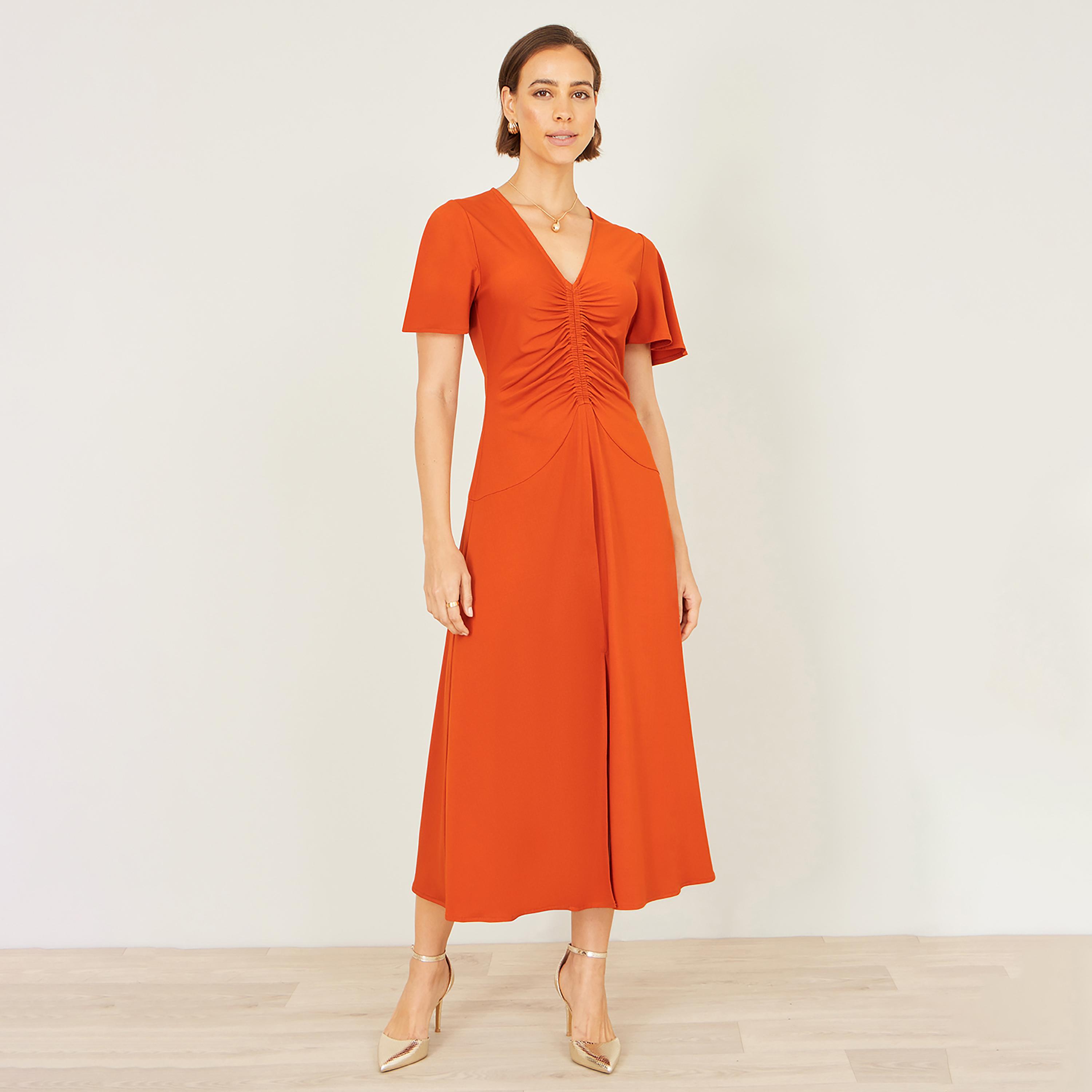 فستان ميدي نسائي بأكمام "فلاتر" منسدلة من يومي-women-clothing-dresses-image-5