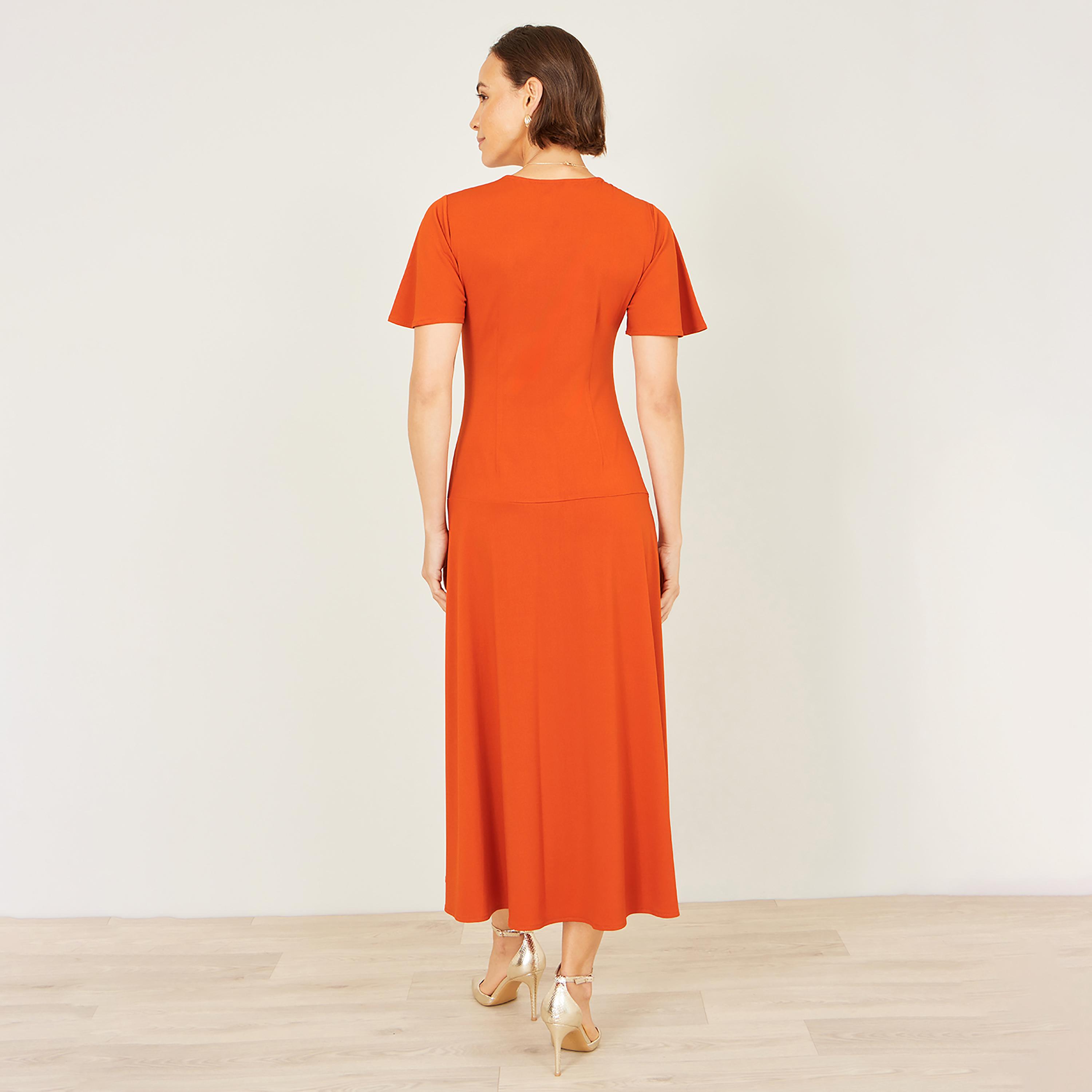 فستان ميدي نسائي بأكمام "فلاتر" منسدلة من يومي-women-clothing-dresses-image-7