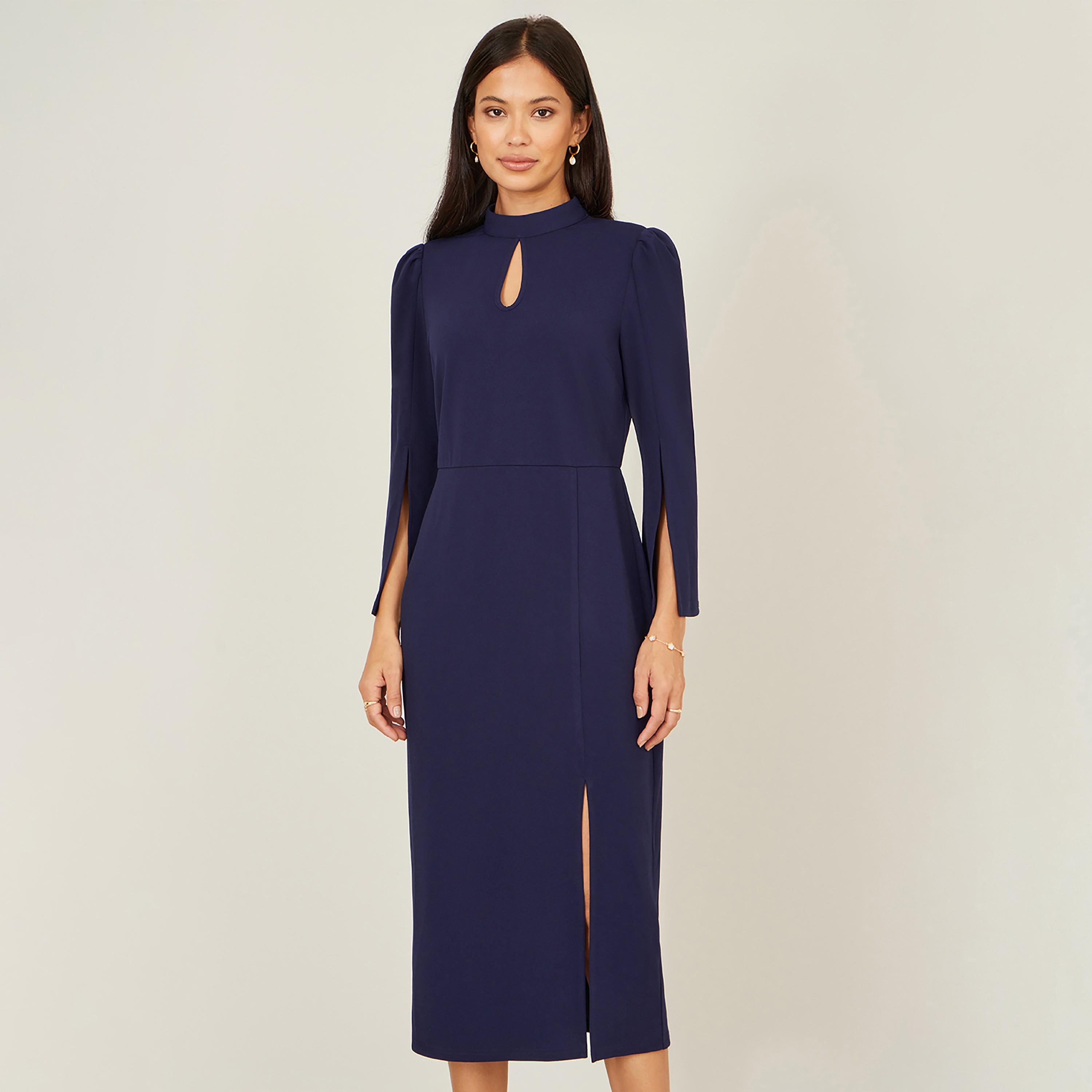 فستان ميدي سهرة قصة "شيث" بياقة "موك نيك" وأكمام "كيب" من يومي-women-clothing-dresses-image-5