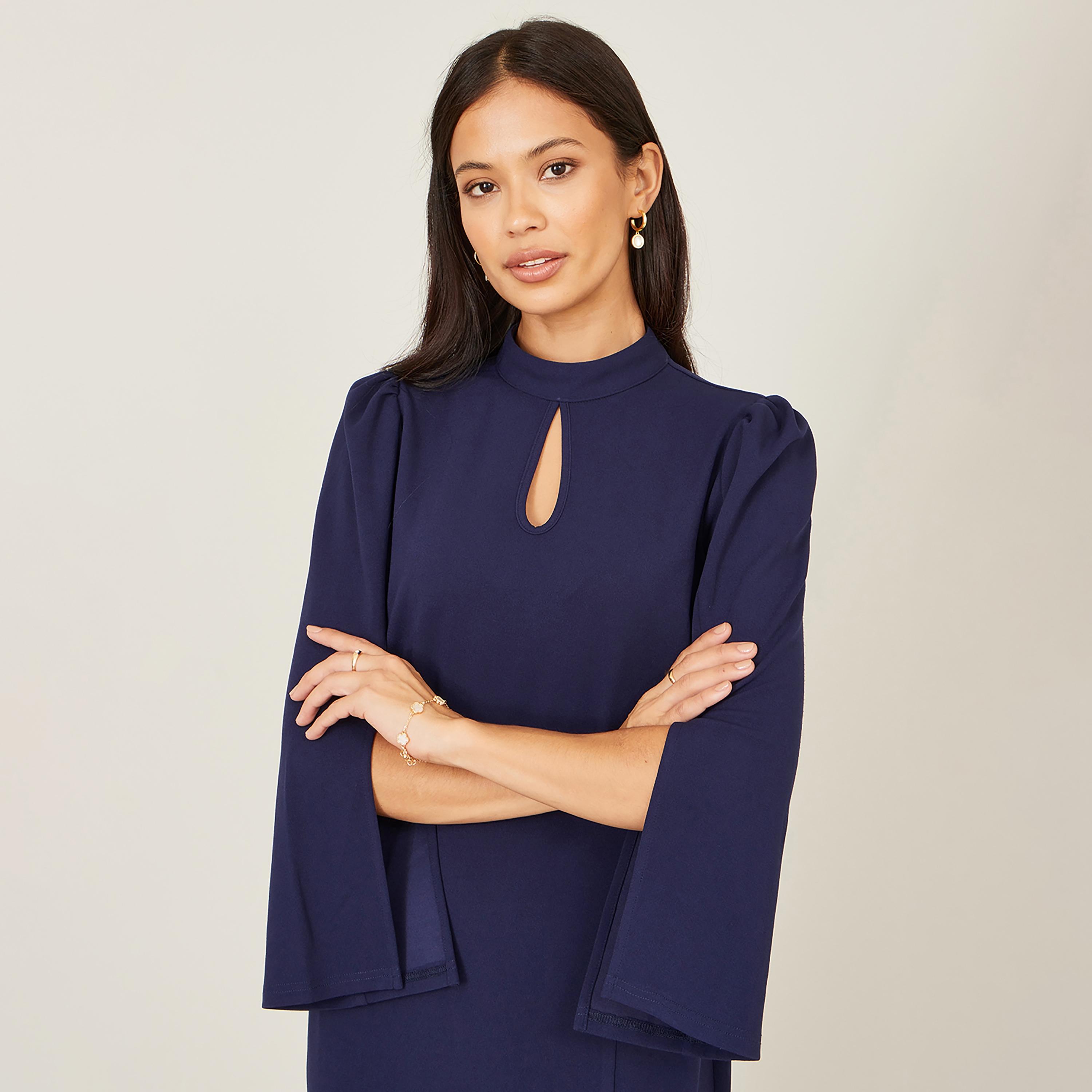 فستان ميدي سهرة قصة "شيث" بياقة "موك نيك" وأكمام "كيب" من يومي-women-clothing-dresses-image-8