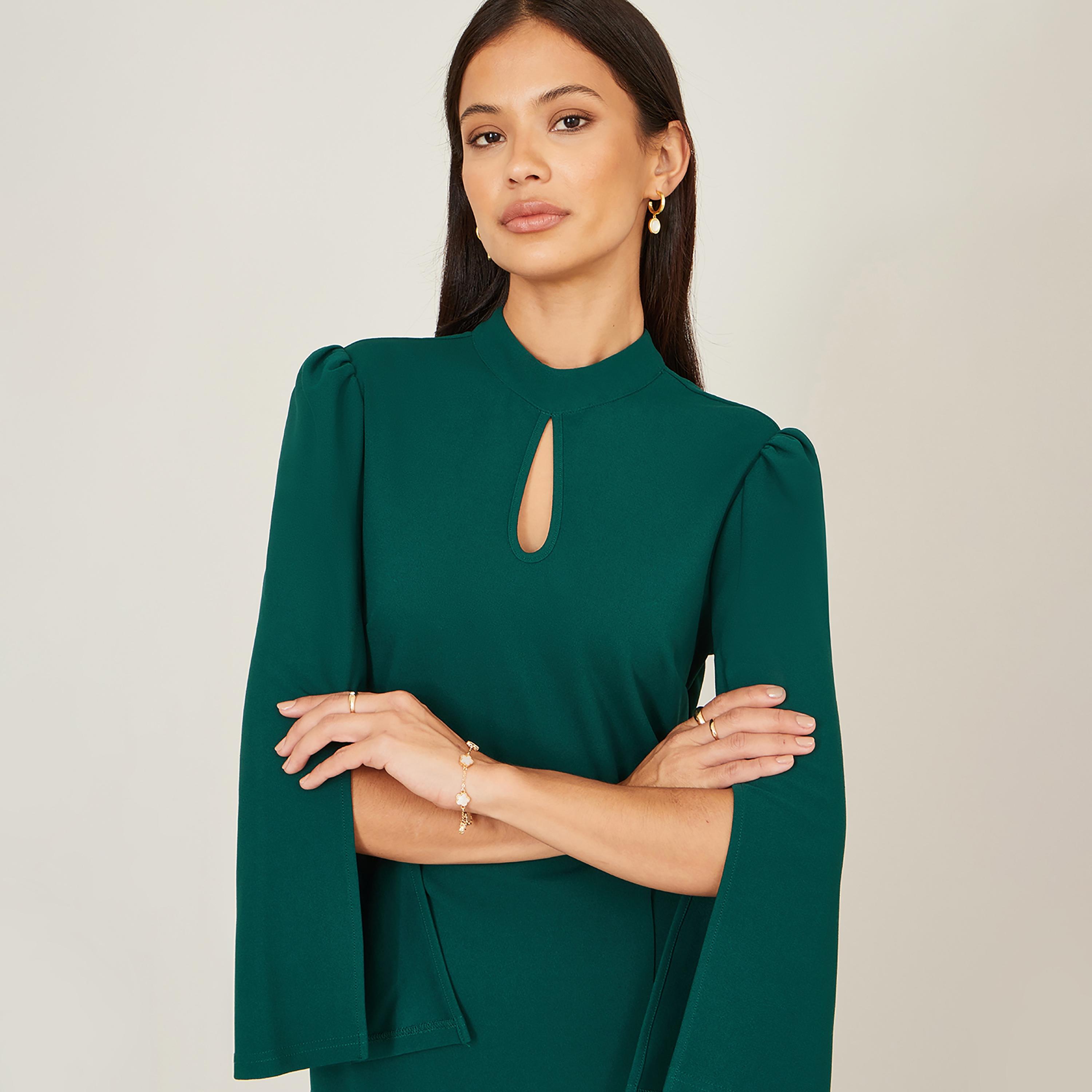 فستان ميدي سهرة قصة "شيث" بياقة "موك نيك" وأكمام "كيب" من يومي-women-clothing-dresses-image-4