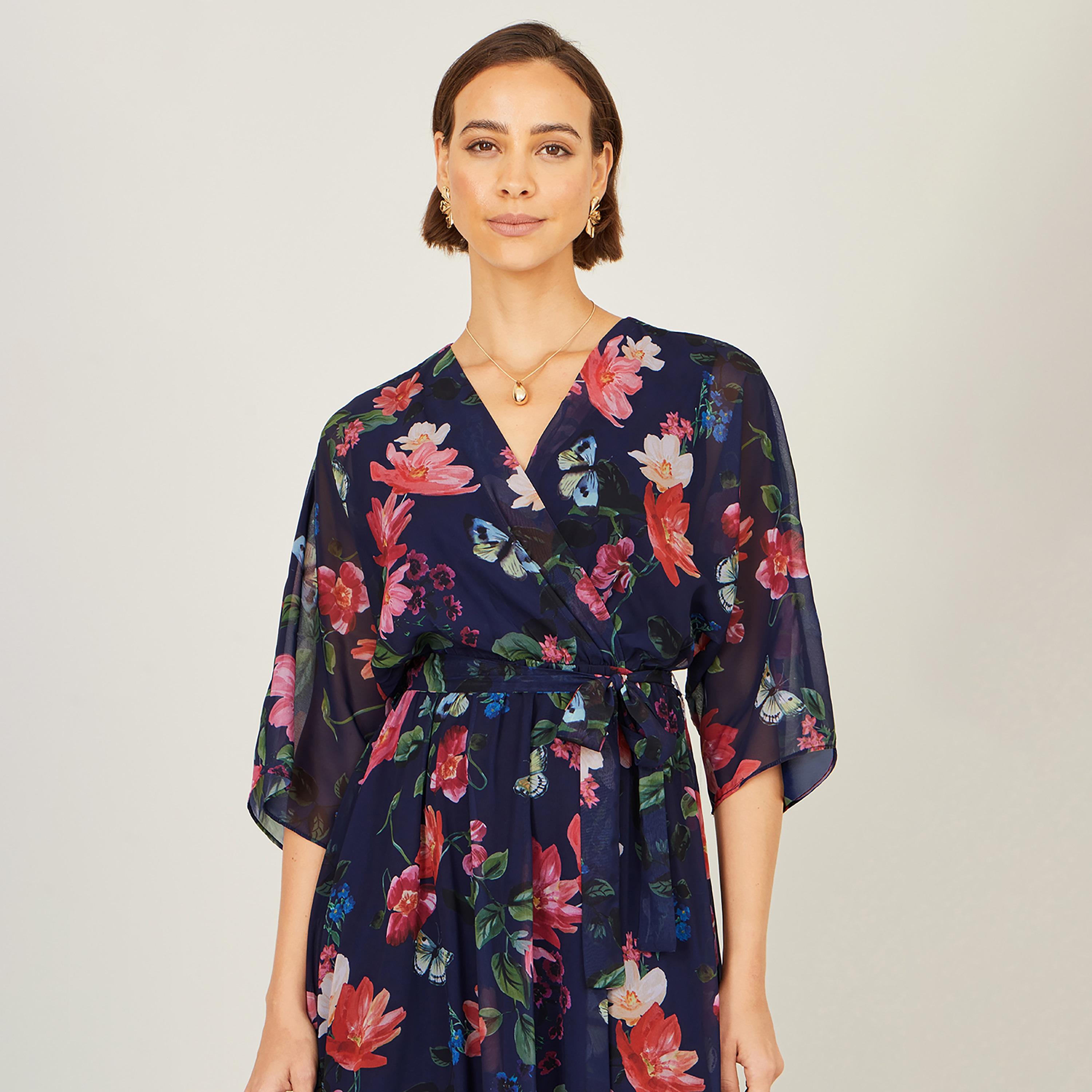 Yumi Floral Print Surplice Neck Wrap Women's Midi Dress-women-clothing-dresses-image-4