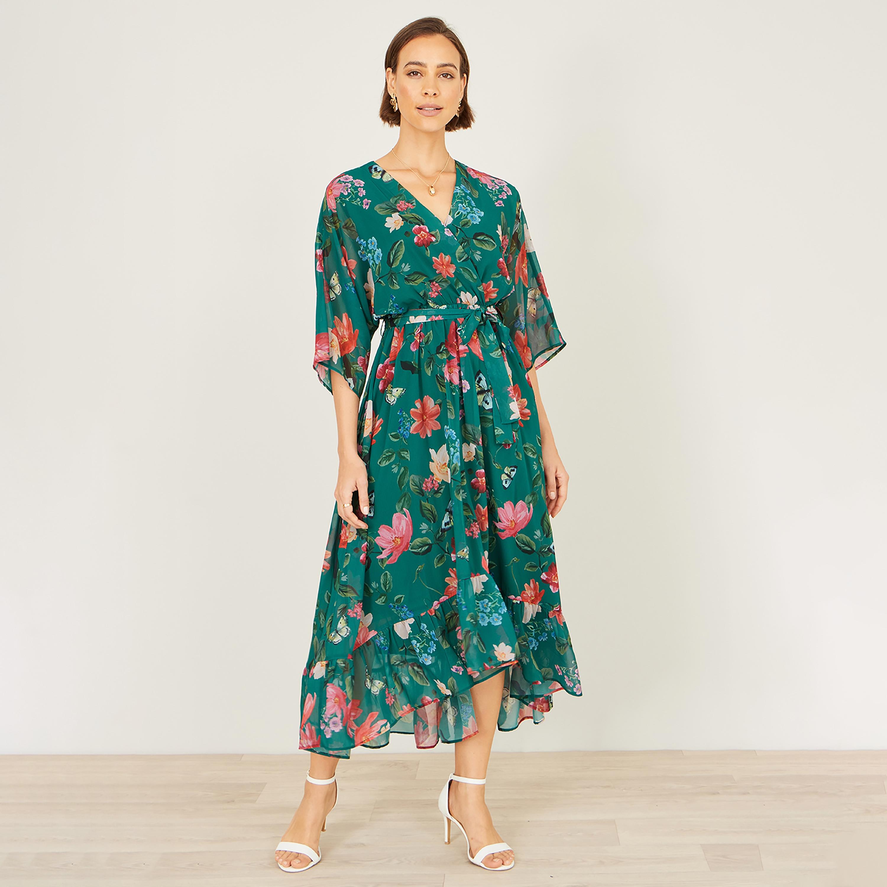 فستان ميدي بتصميم "لف" وفتحة رقبة "سوربليس" متقاطعة وتصميم مطبوع من يومي-women-clothing-dresses-image-5