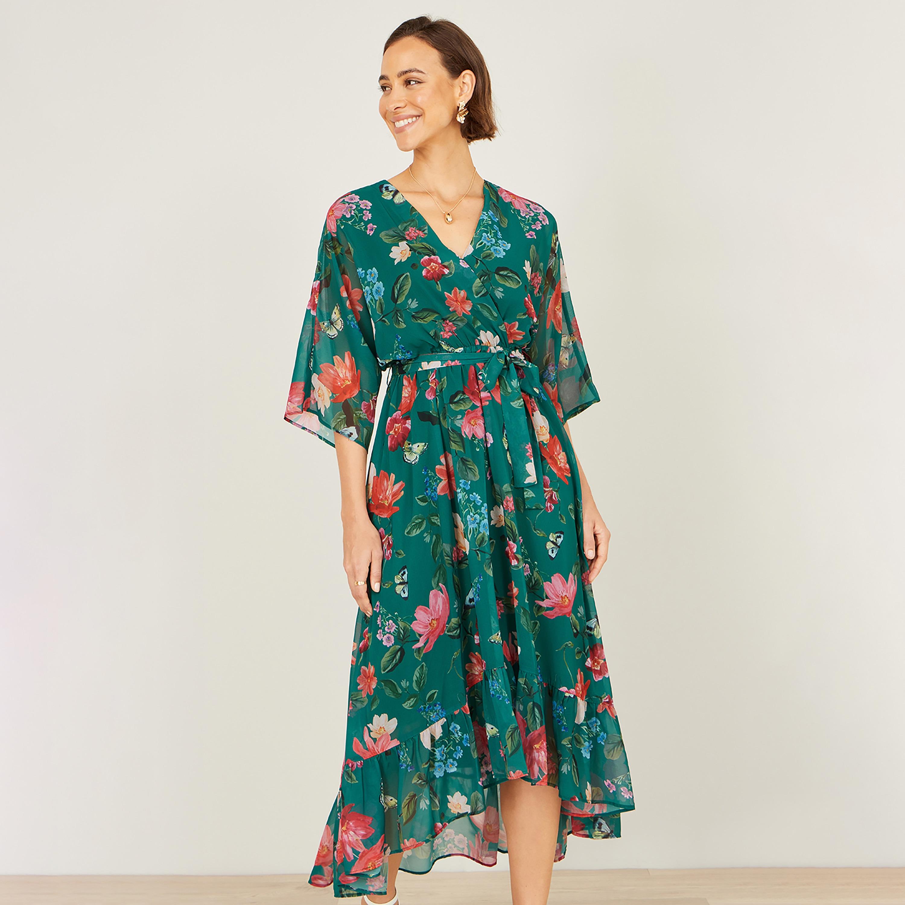 فستان ميدي بتصميم "لف" وفتحة رقبة "سوربليس" متقاطعة وتصميم مطبوع من يومي-women-clothing-dresses-image-6