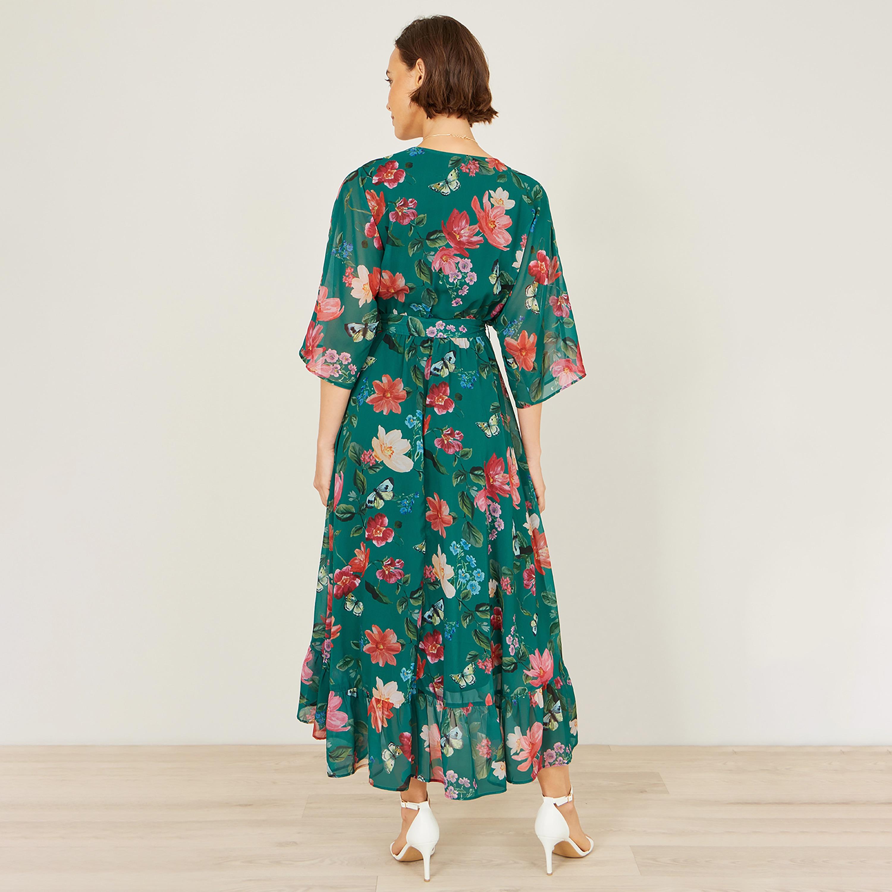 فستان ميدي بتصميم "لف" وفتحة رقبة "سوربليس" متقاطعة وتصميم مطبوع من يومي-women-clothing-dresses-image-7