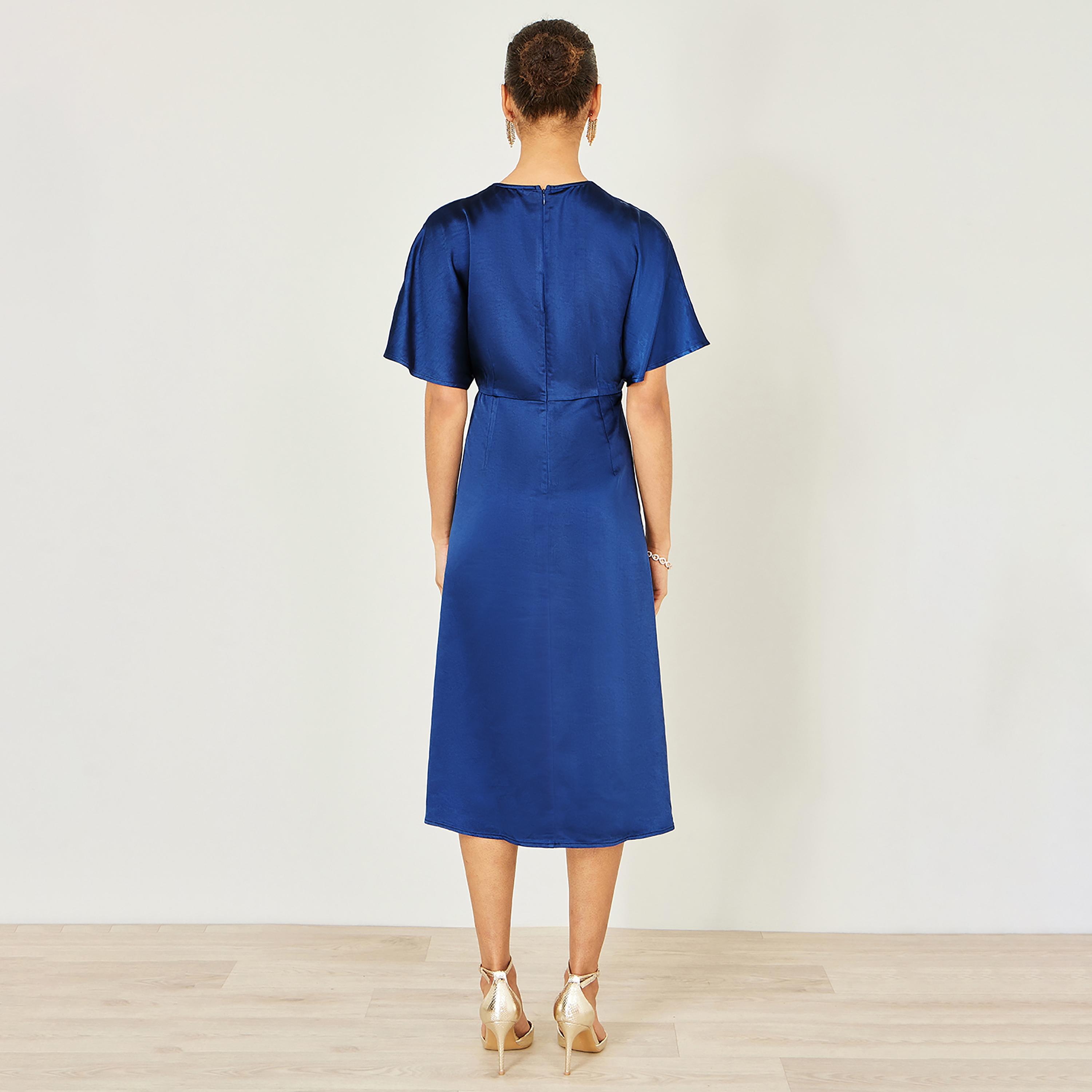فستان ميدي سهرة من الساتان بأكمام "فلاتر" منسدلة من يومي-women-clothing-dresses-image-3