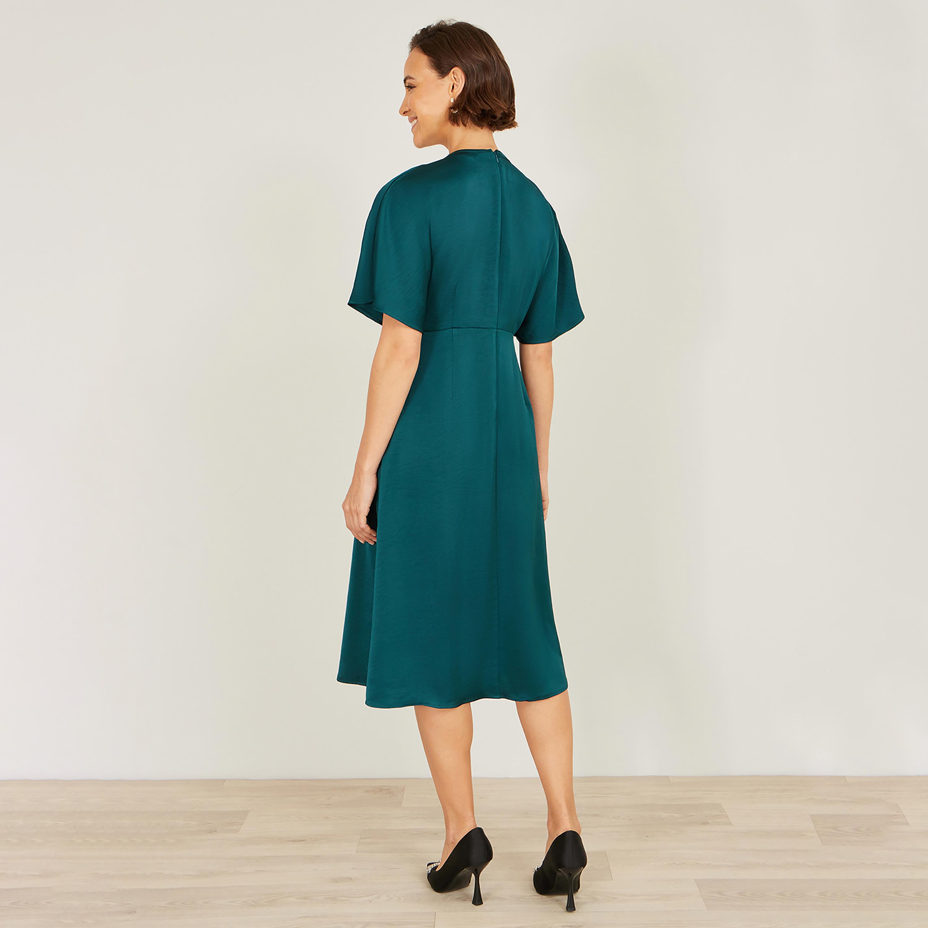 فستان ميدي سهرة من الساتان بأكمام "فلاتر" منسدلة من يومي-women-clothing-dresses-image-7