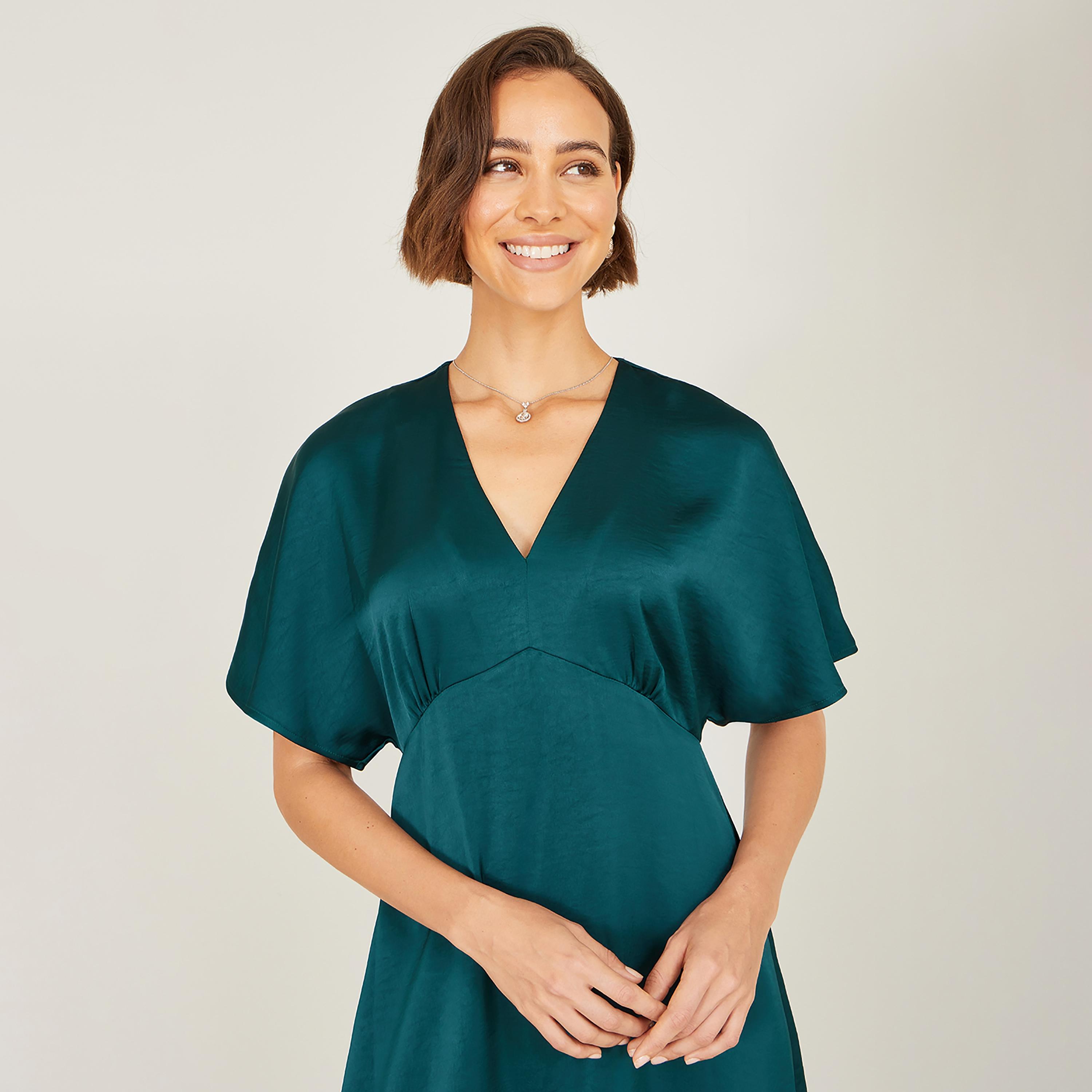 فستان ميدي سهرة من الساتان بأكمام "فلاتر" منسدلة من يومي-women-clothing-dresses-image-8