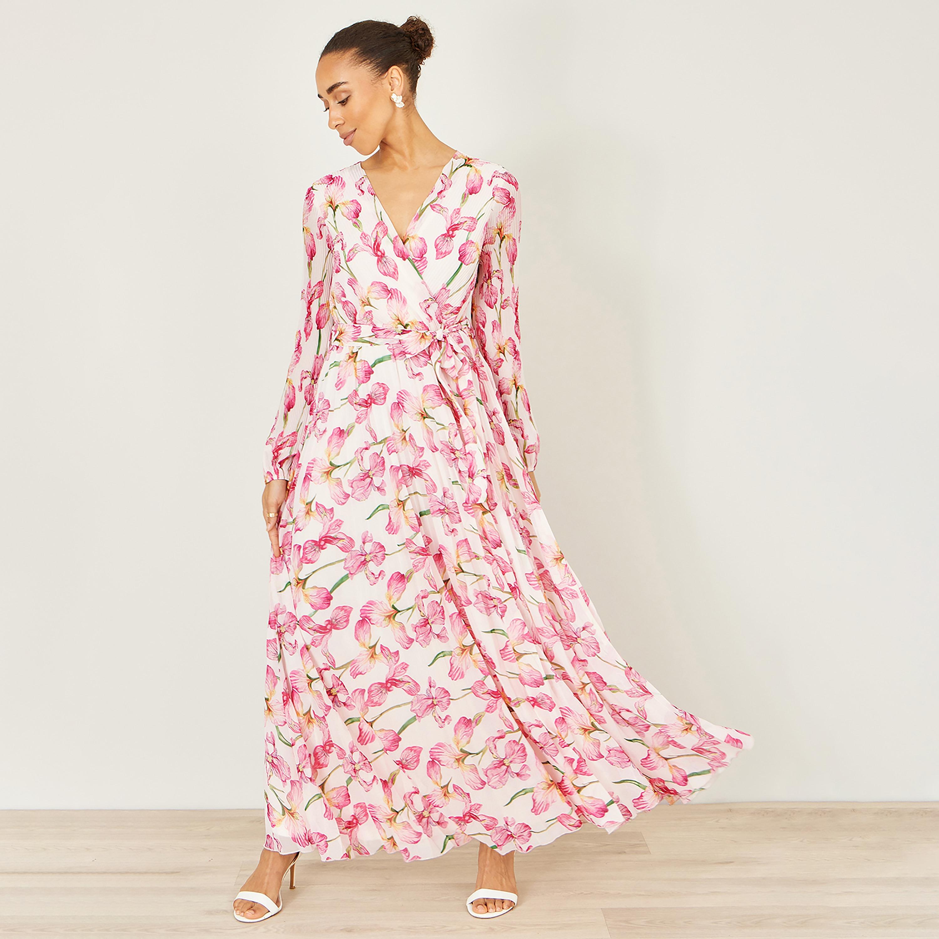 Yumi Pleated & Floral Surplice Neck Wrap Women's Maxi Dress-women-clothing-dresses-image-1
