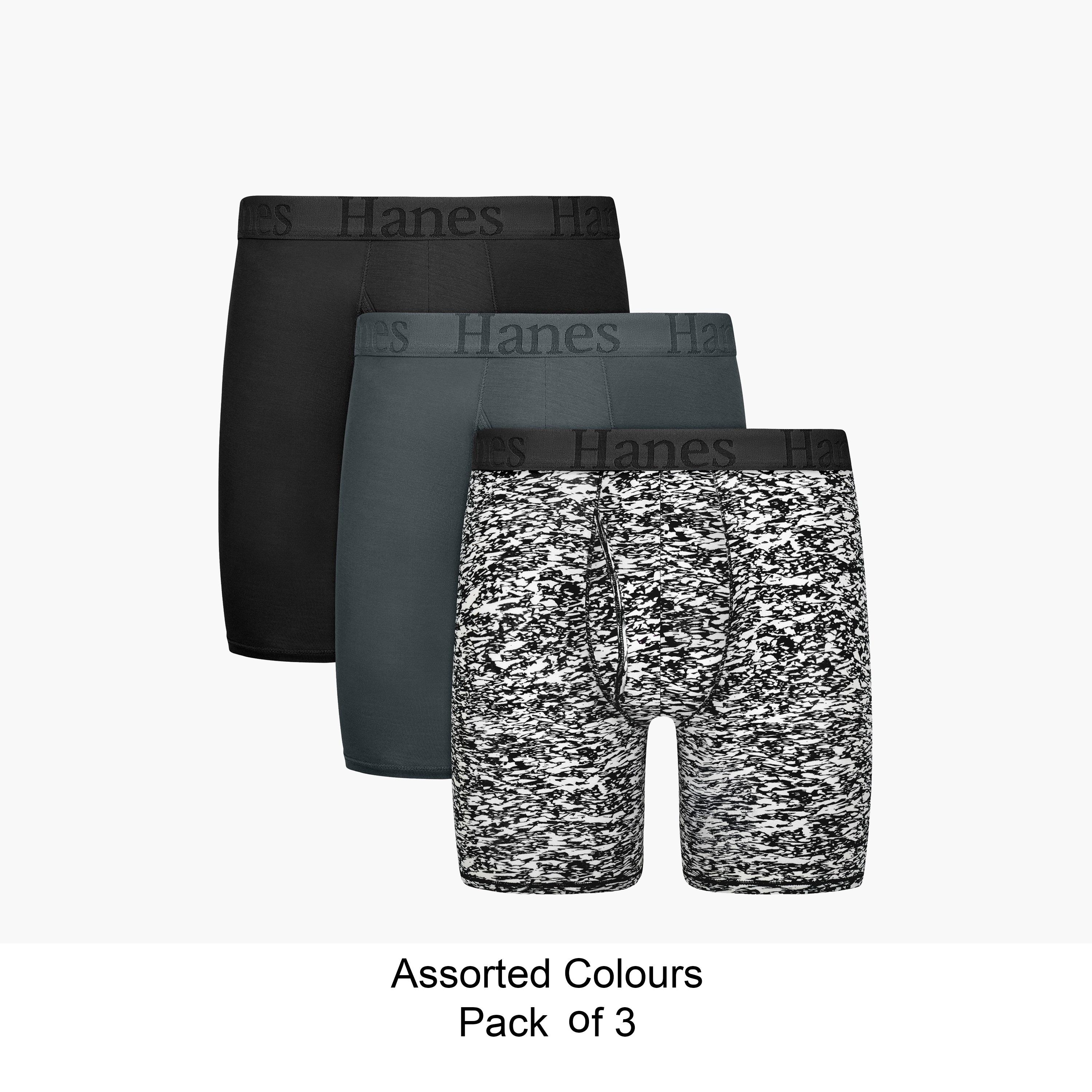 Hanes Assorted Pack of 3 Abstract Print and Plain Men's Boxer Briefs-men-clothing-innerwear-underwear-image-1