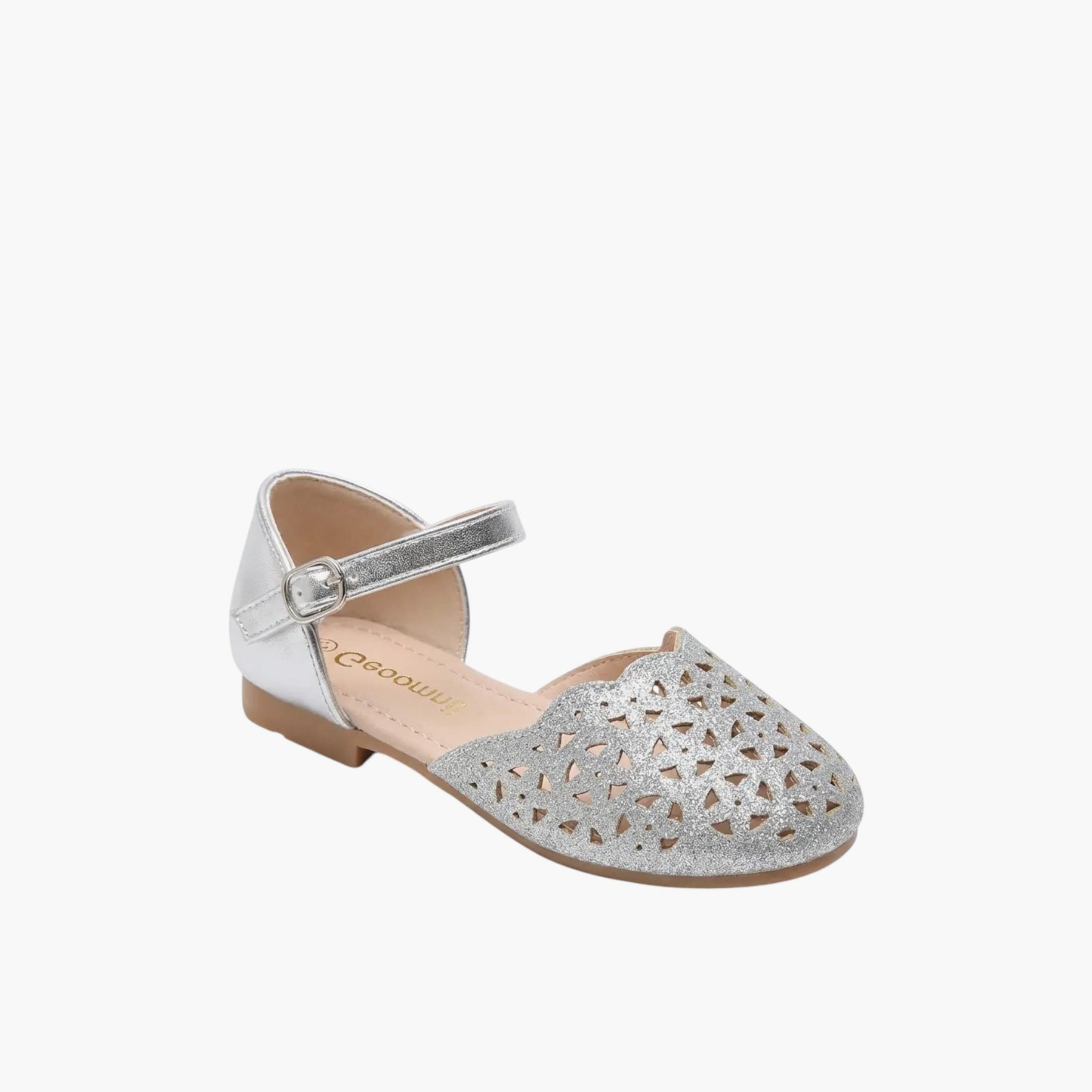 جيومني - حذاء باليرينا كليريسا مقدمة دائرية بإبزيم للبنات | YXD034-35-SILVER-girls-shoes-ballerinas-image-1