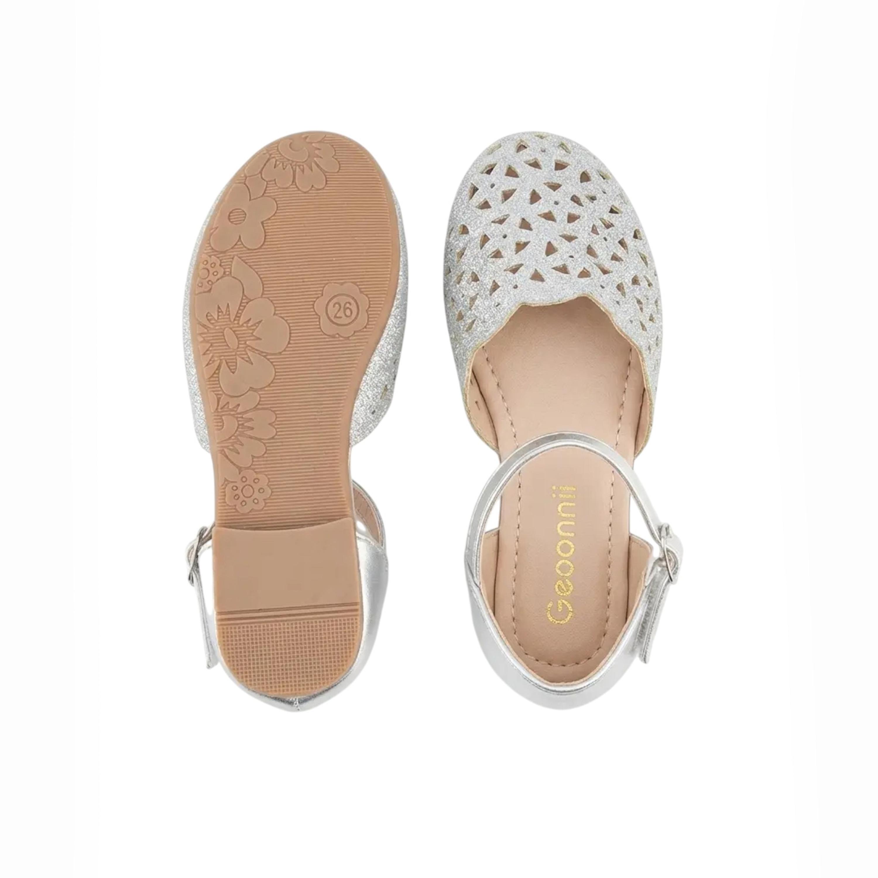 جيومني - حذاء باليرينا كليريسا مقدمة دائرية بإبزيم للبنات | YXD034-35-SILVER-girls-shoes-ballerinas-image-3