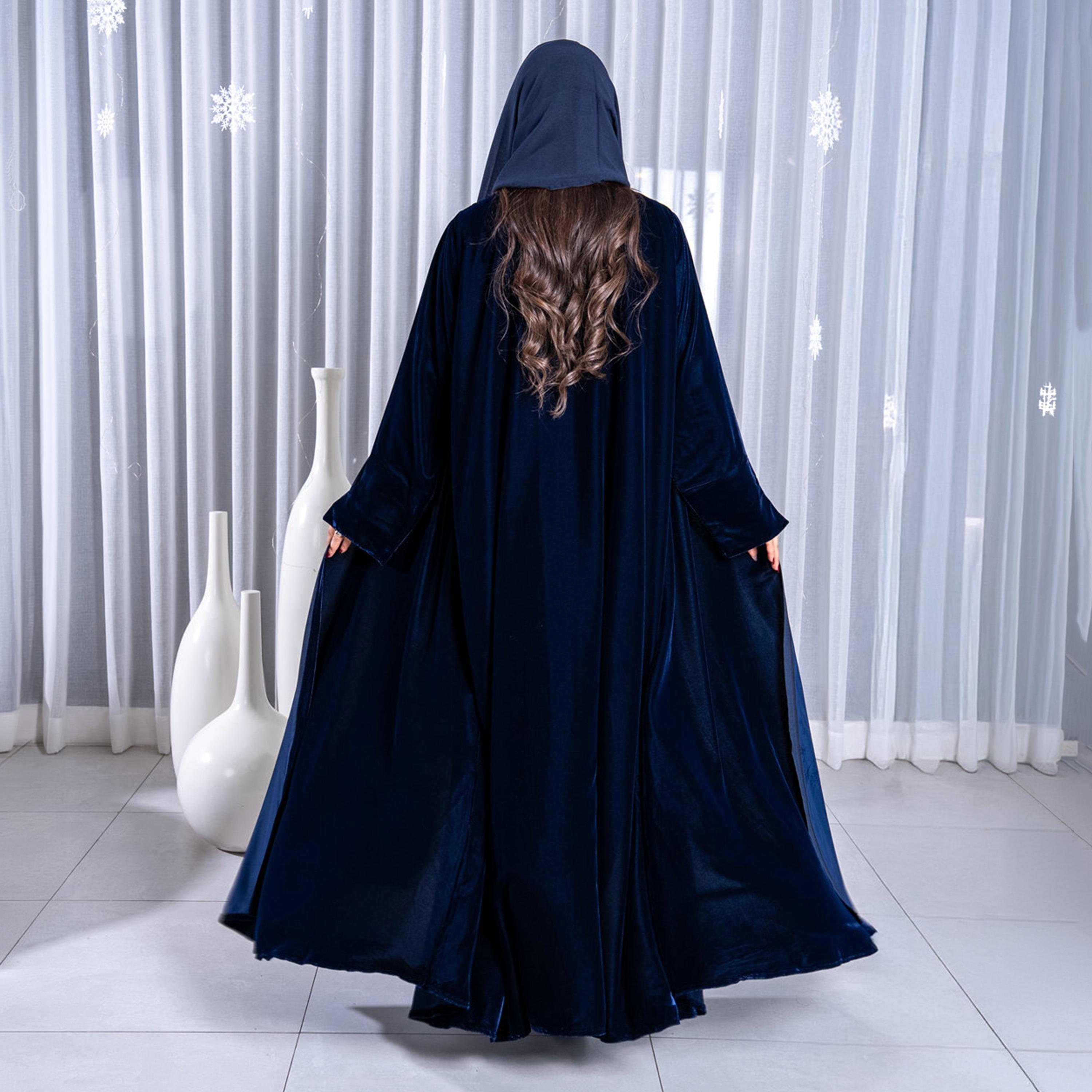 عباية سهرة نسائية "نصف كلوش" قماش قطيفة مع حجاب من إيليجنت حجاب-women-arabicclothing-abayas-image-4