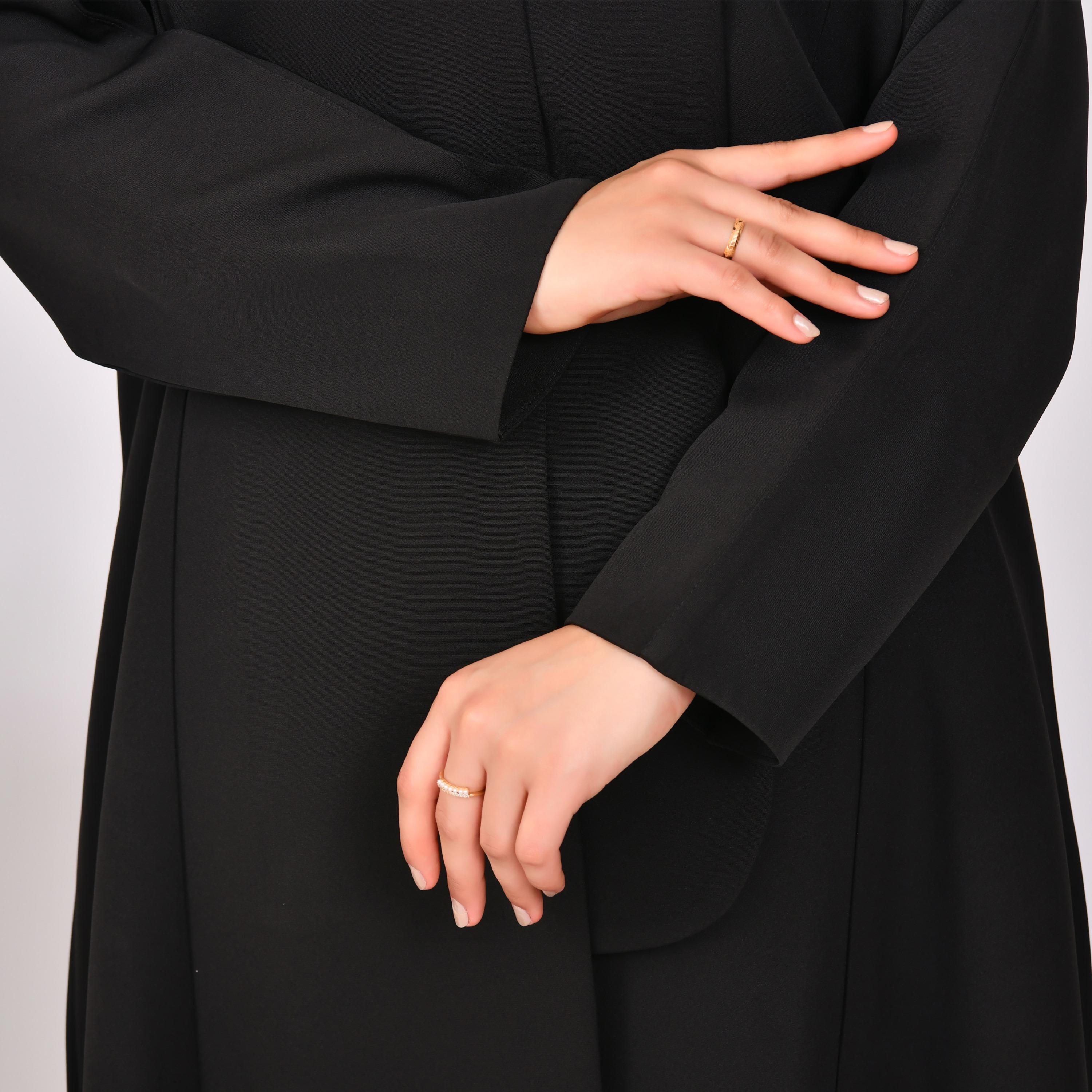Hawraa Black Linen Abaya with Hijab-women-arabicclothing-abayas-image-4