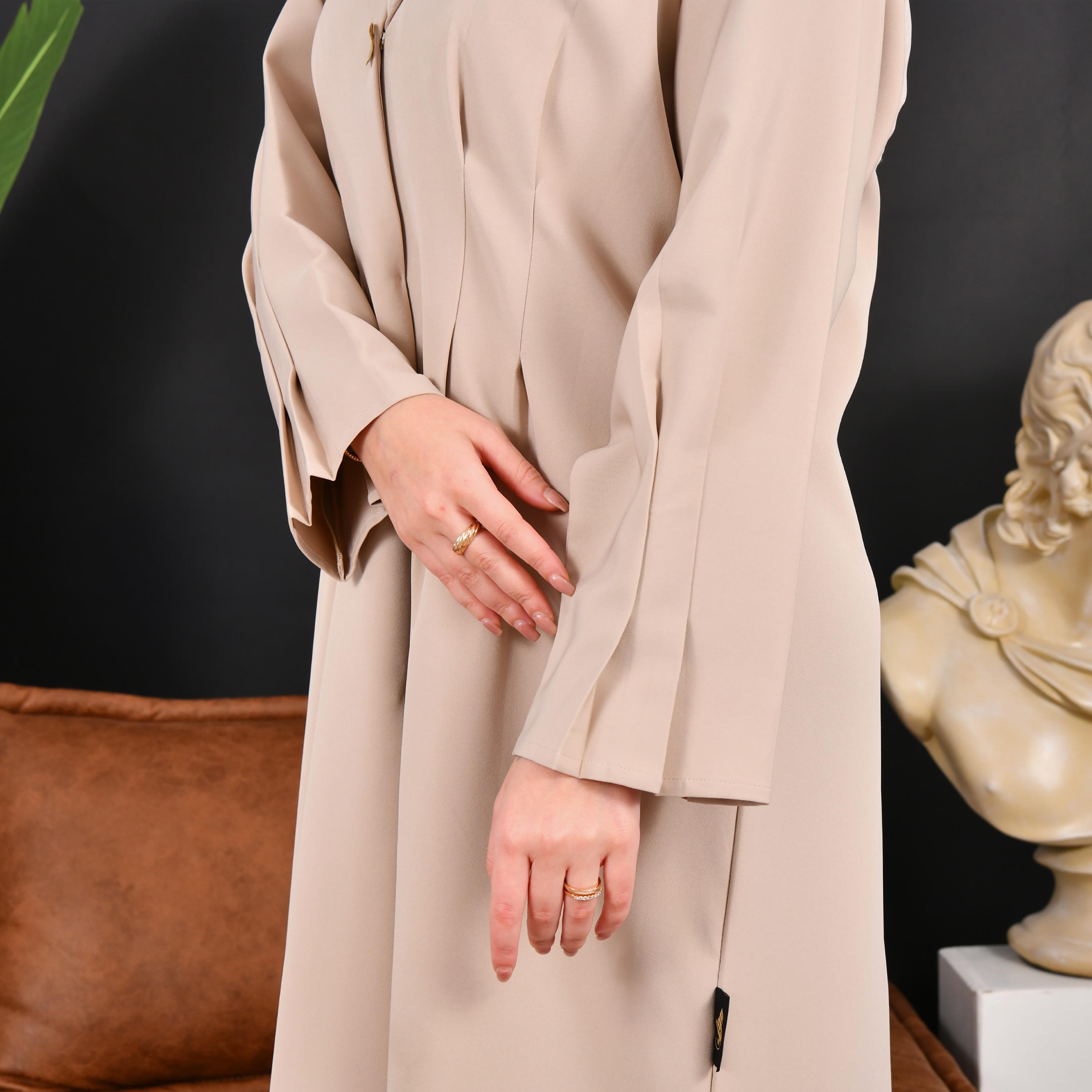 عباية نسائية من الكتان مع حجاب وياقة مطوية من حوراء-women-arabicclothing-abayas-image-3