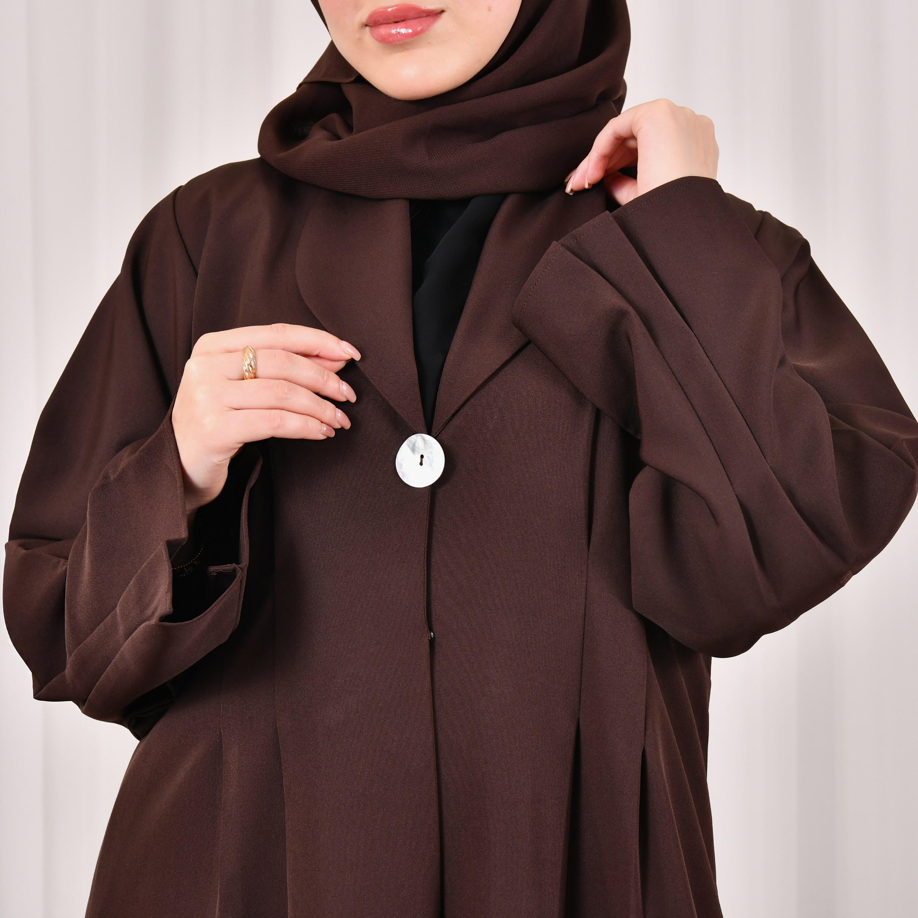 عباية نسائية من الكتان مع حجاب وياقة مطوية من حوراء-women-arabicclothing-abayas-image-3