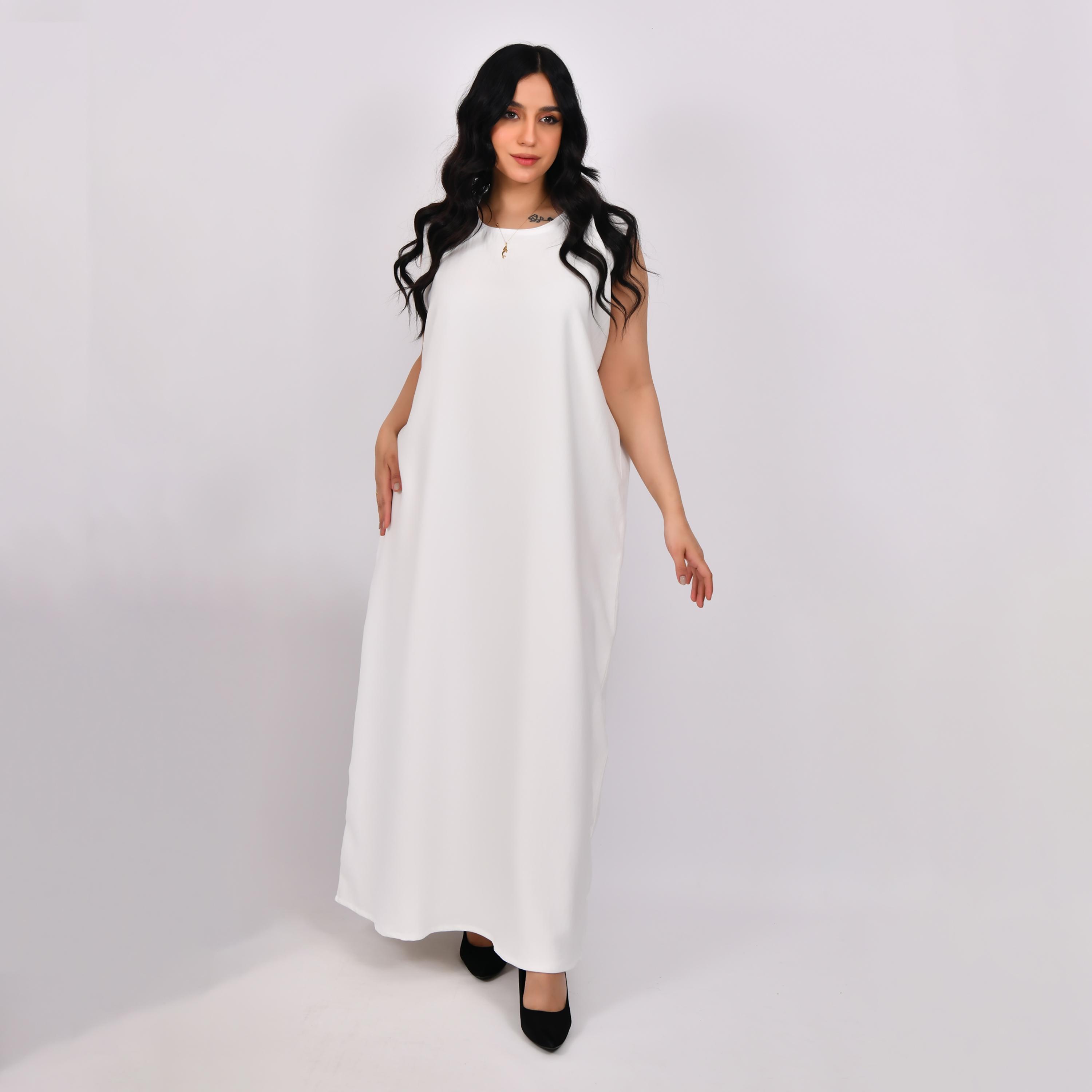 Hawraa Wide Sleeves Striped Linen Bisht Abaya with Hijab and Inner Dress-women-arabicclothing-abayas-image-4
