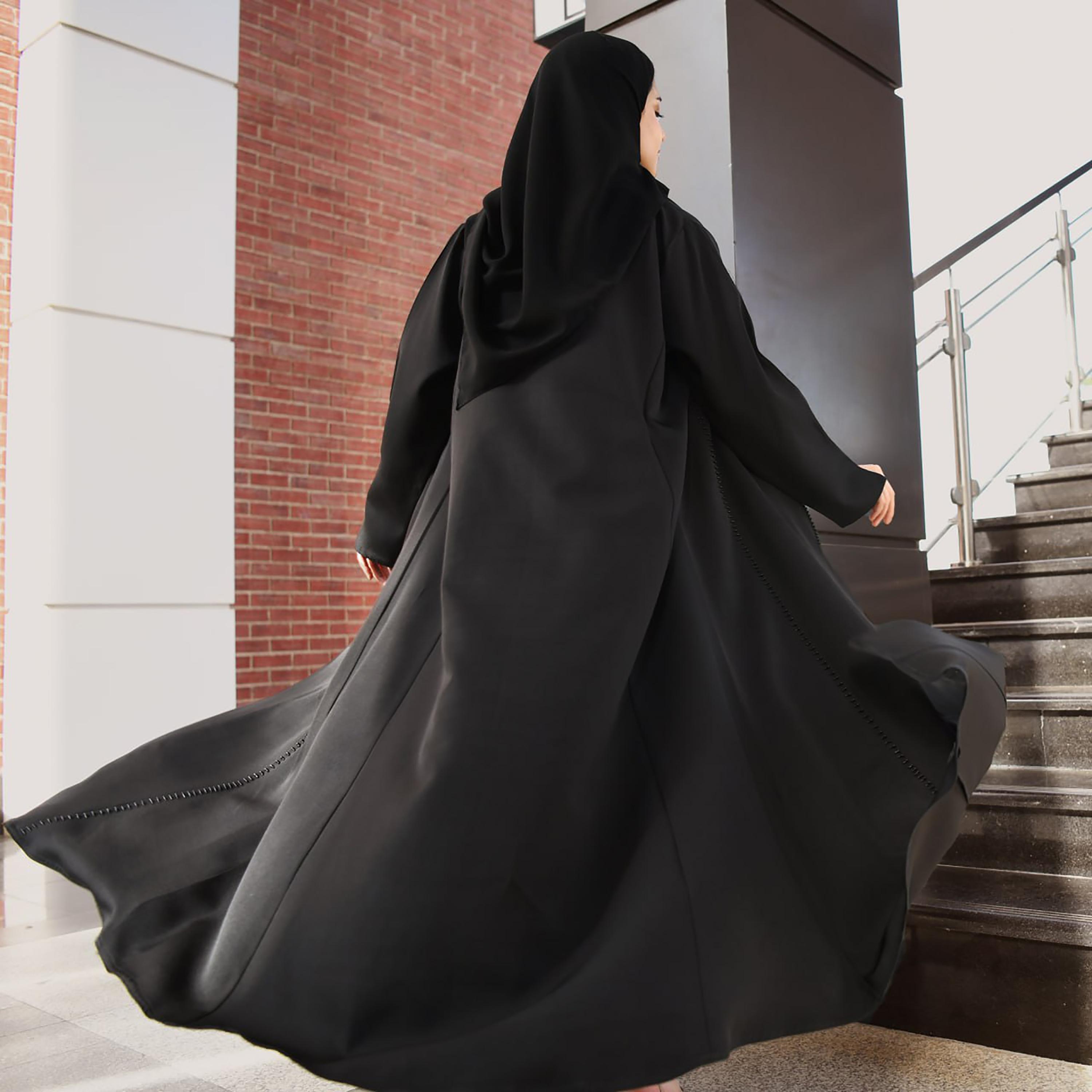Hawraa Black Beaded Linen Abaya with Hijab-women-arabicclothing-abayas-image-5