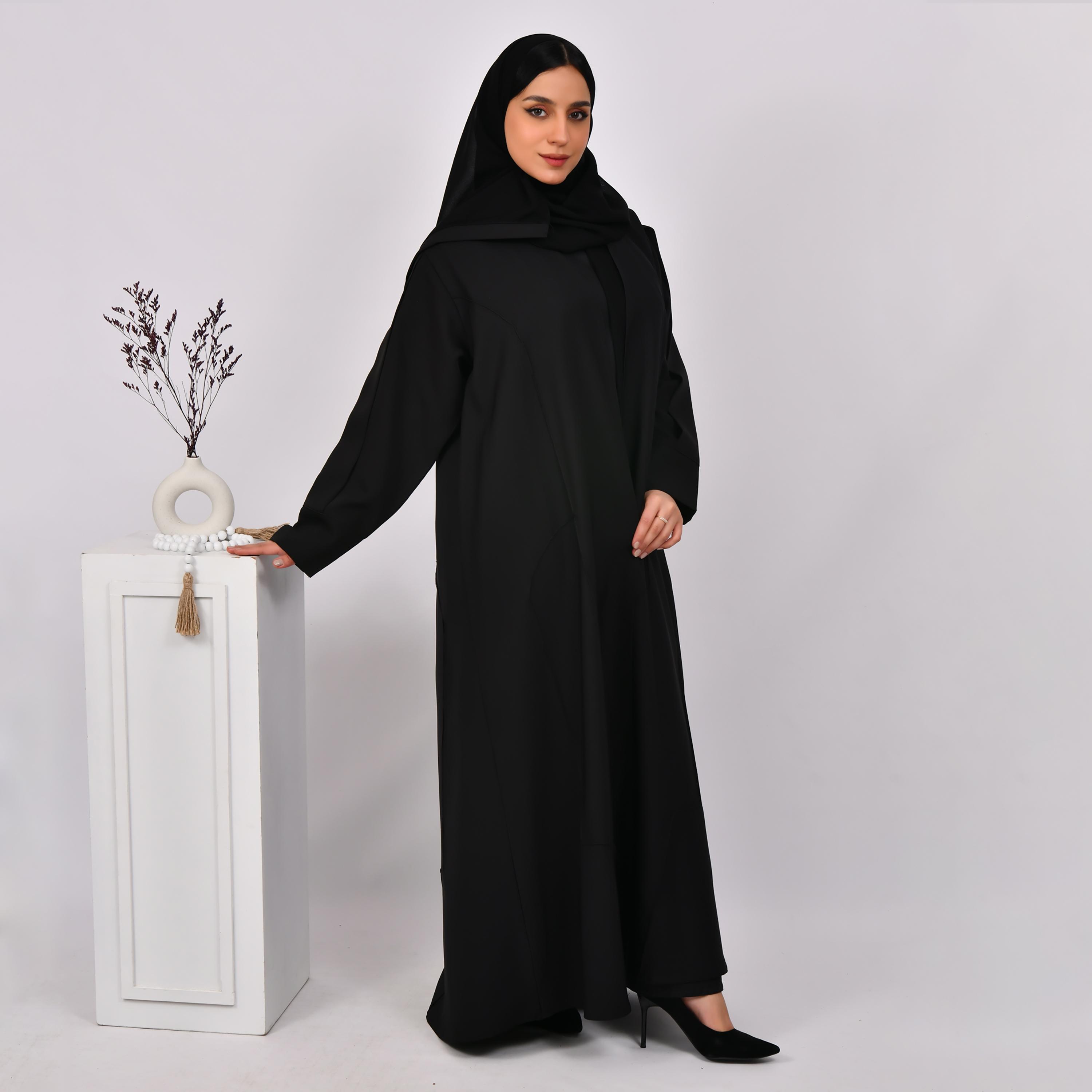 Hawraa Linen Wrap Abaya with Hijab-women-arabicclothing-abayas-image-4