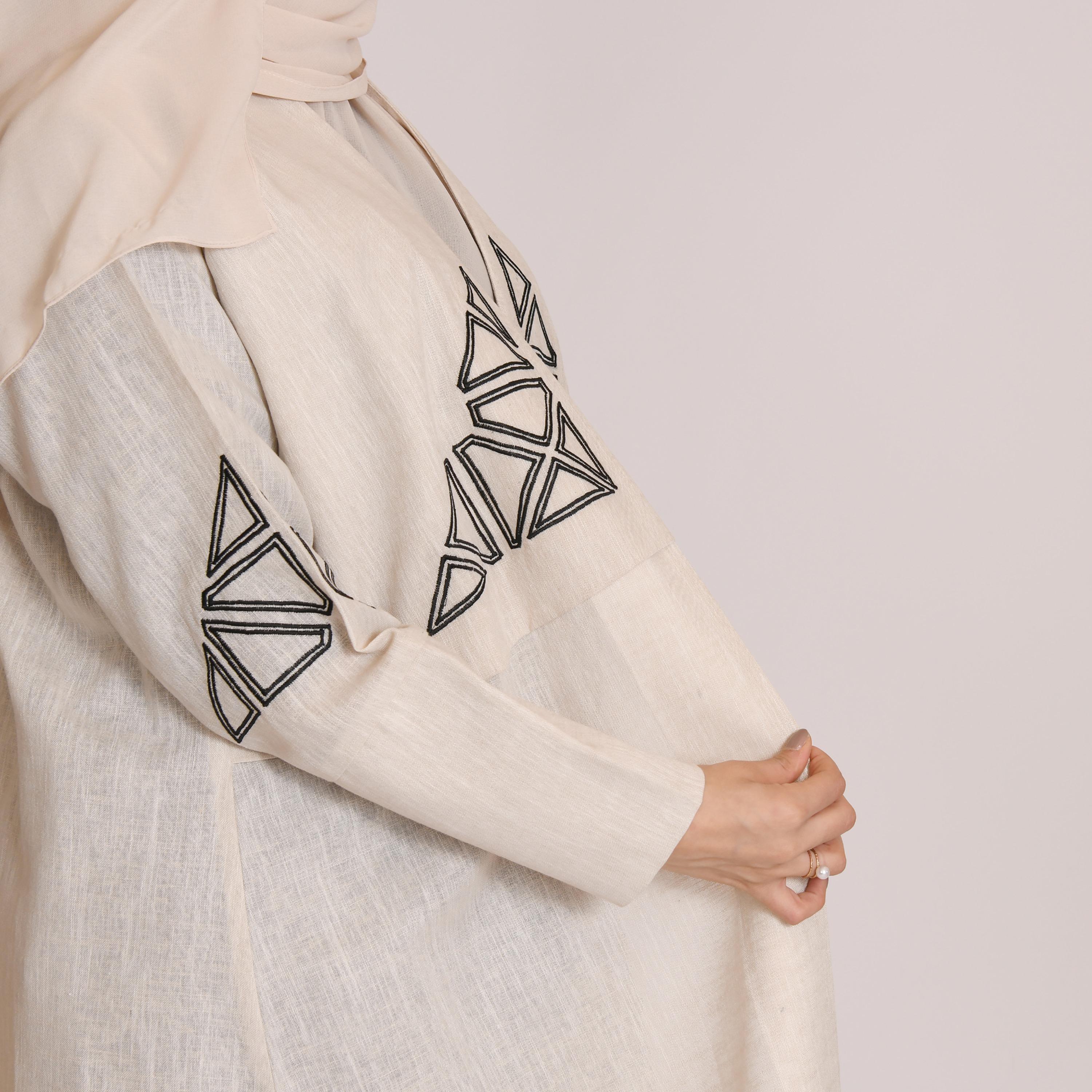 عباية حوراء ملفوفة بالكتان مع الحجاب-women-arabicclothing-abayas-image-3