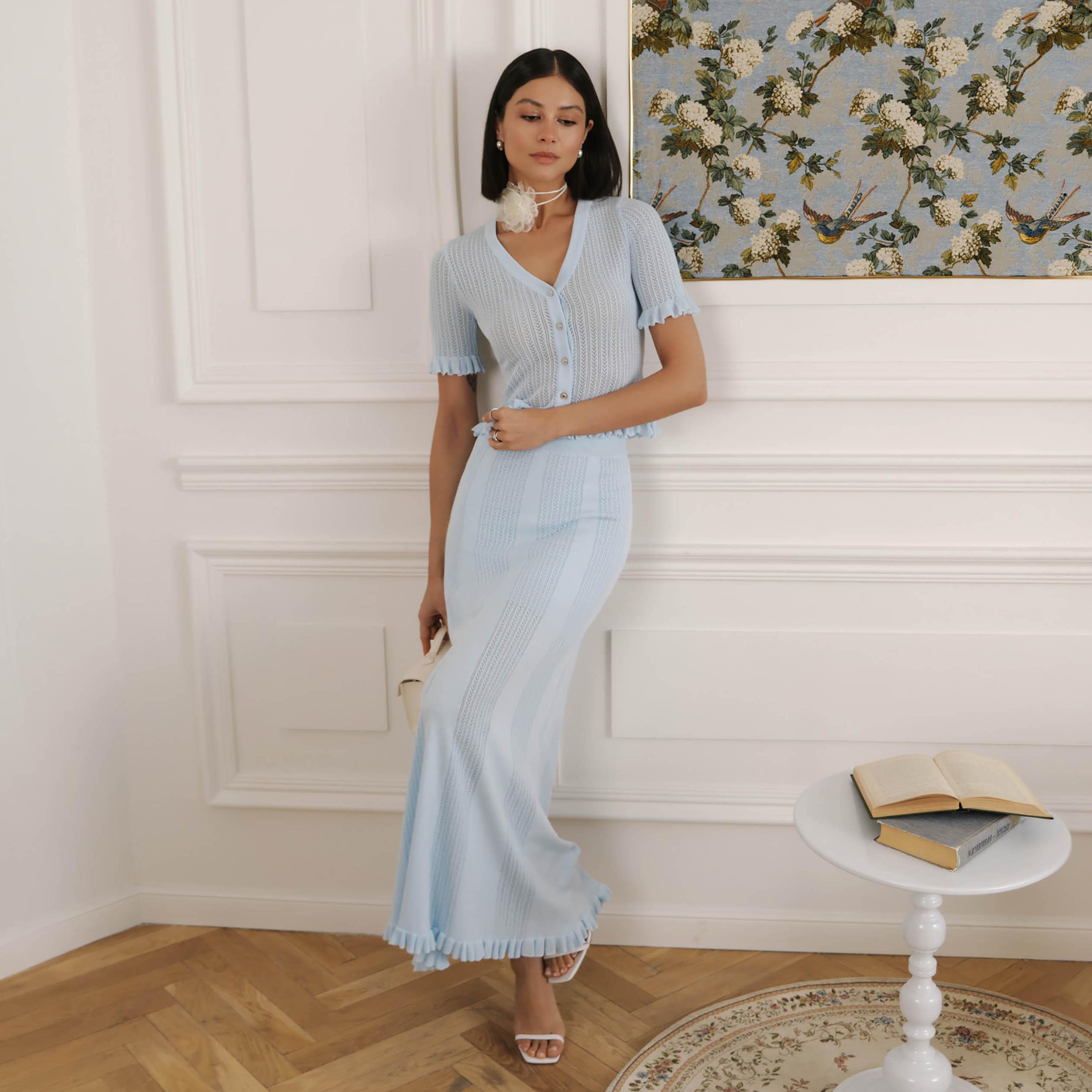بلوزة جيرسي حياكة مفرغة للنساء من ليتشي-women-clothing-shirtsandblouses-blouses-image-2