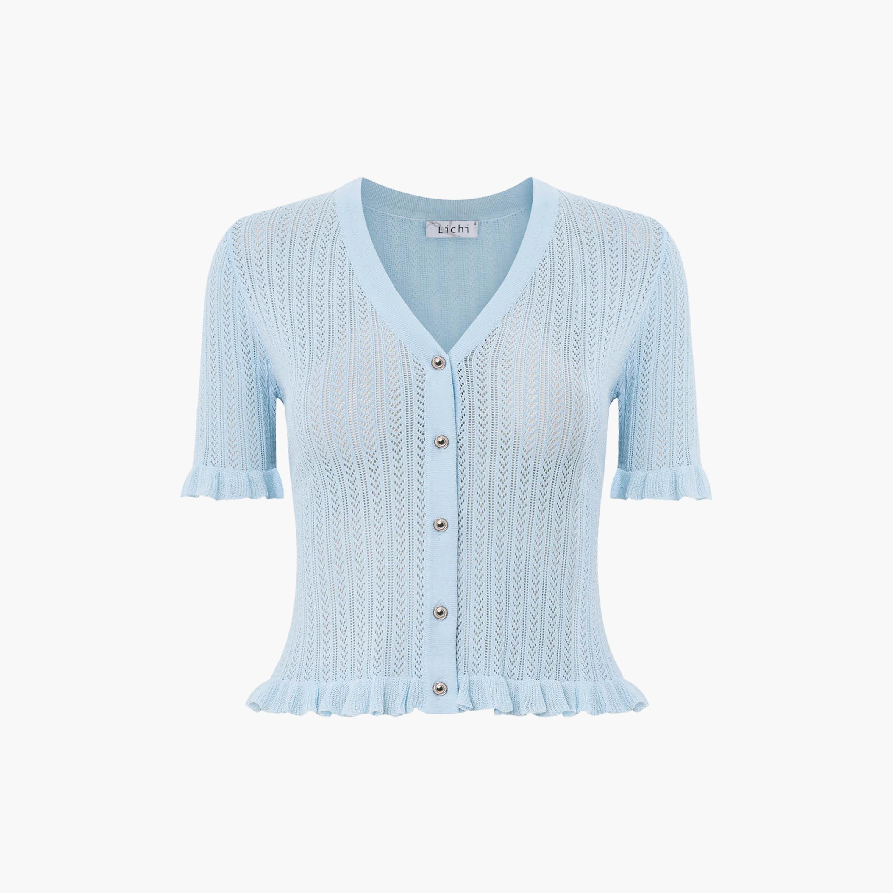 بلوزة جيرسي حياكة مفرغة للنساء من ليتشي-women-clothing-shirtsandblouses-blouses-image-5