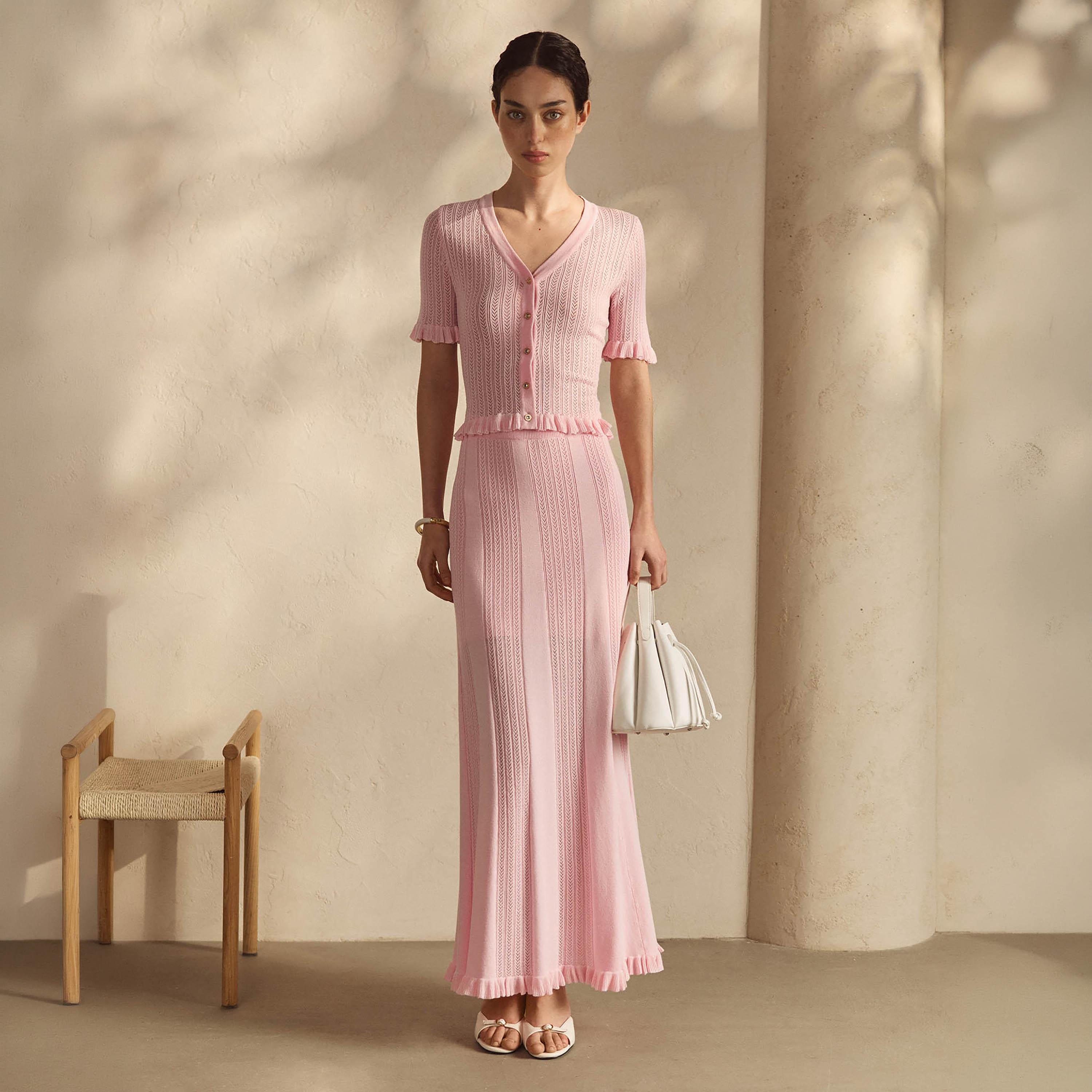 بلوزة جيرسي حياكة مفرغة للنساء من ليتشي-women-clothing-shirtsandblouses-blouses-image-2