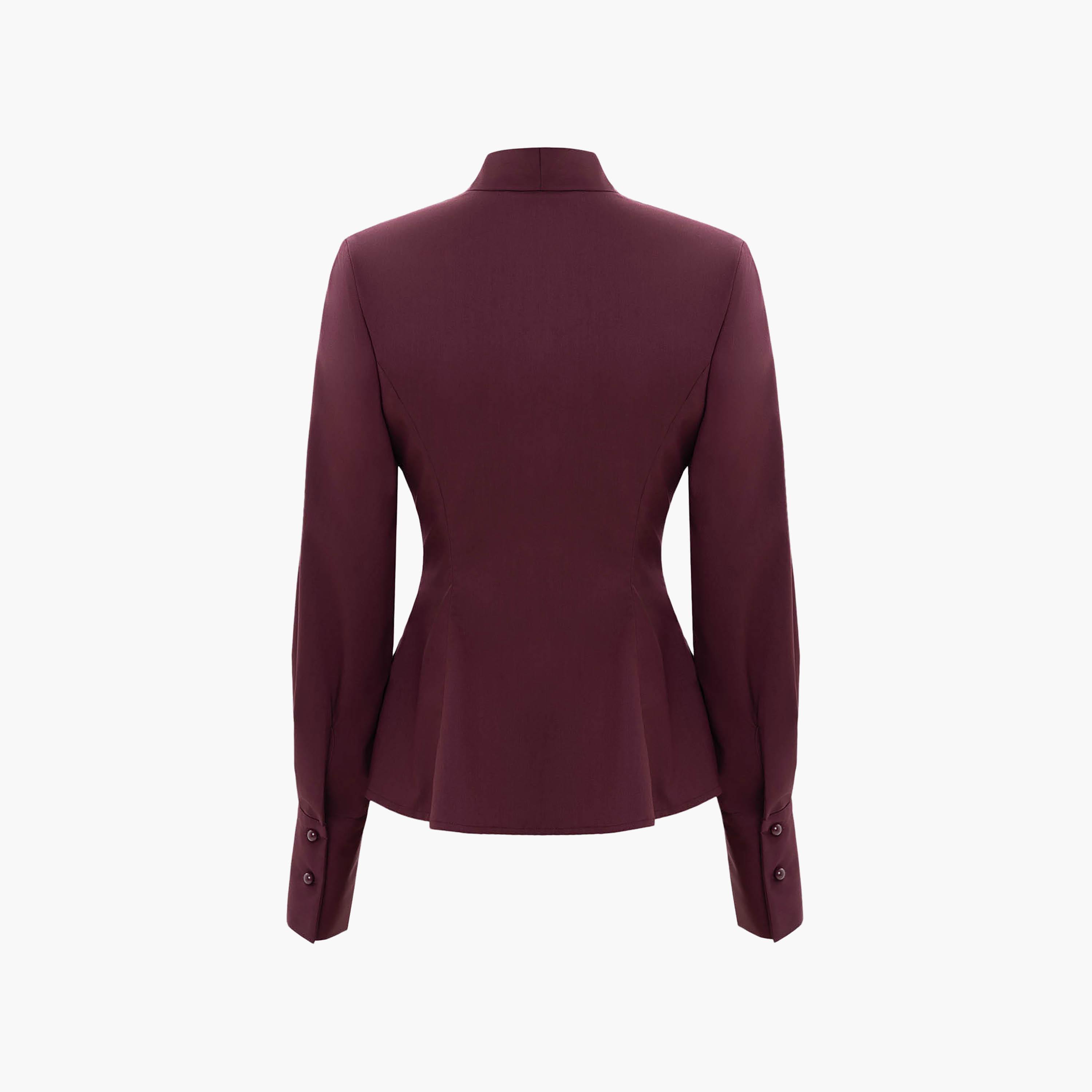 بلازر نسائي بياقة مطوية باللون الماروني من ليتشي-women-clothing-coatsandjackets-blazers-image-6