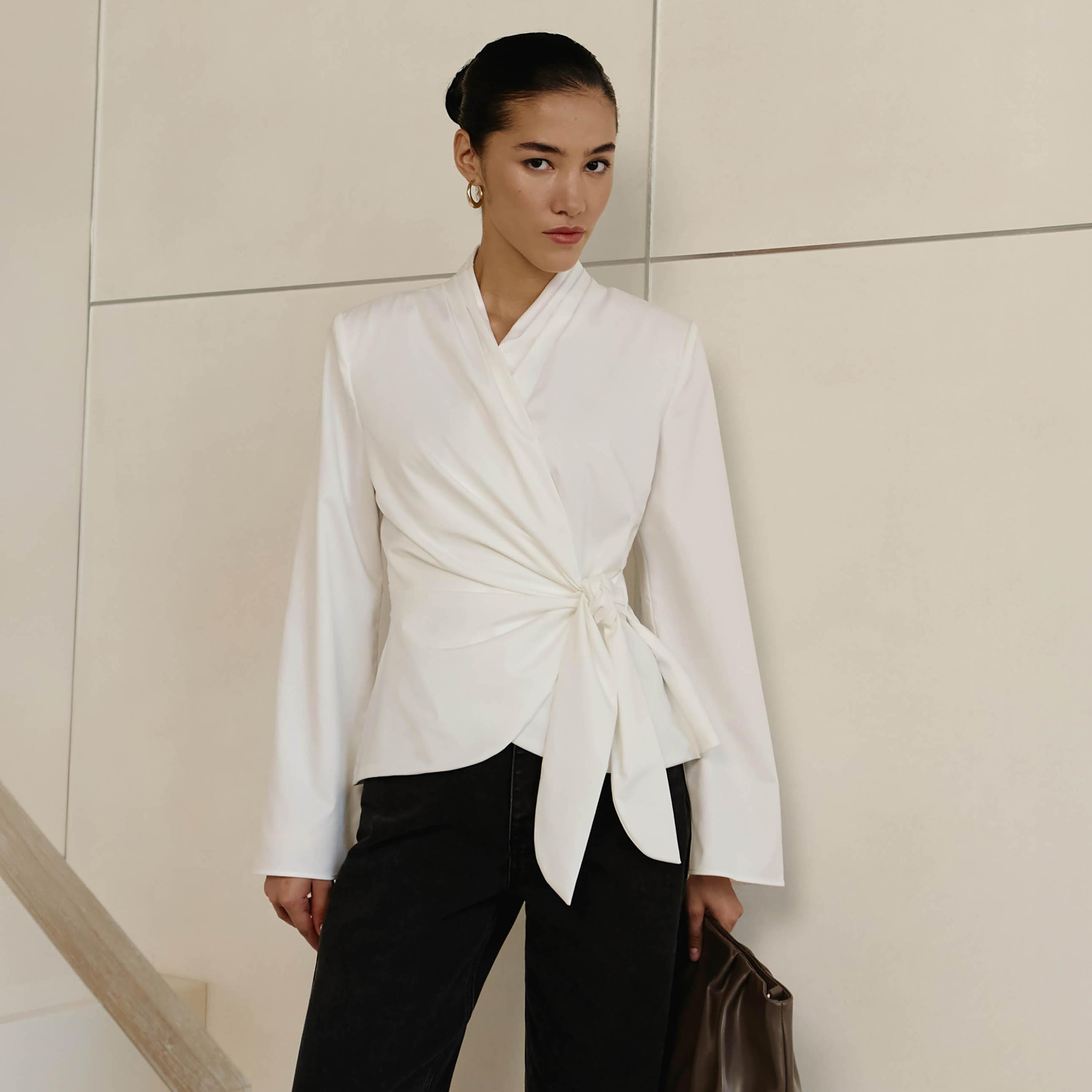 Lichi White Women's Wrap Top-women-clothing-shirtsandblouses-blouses-image-1