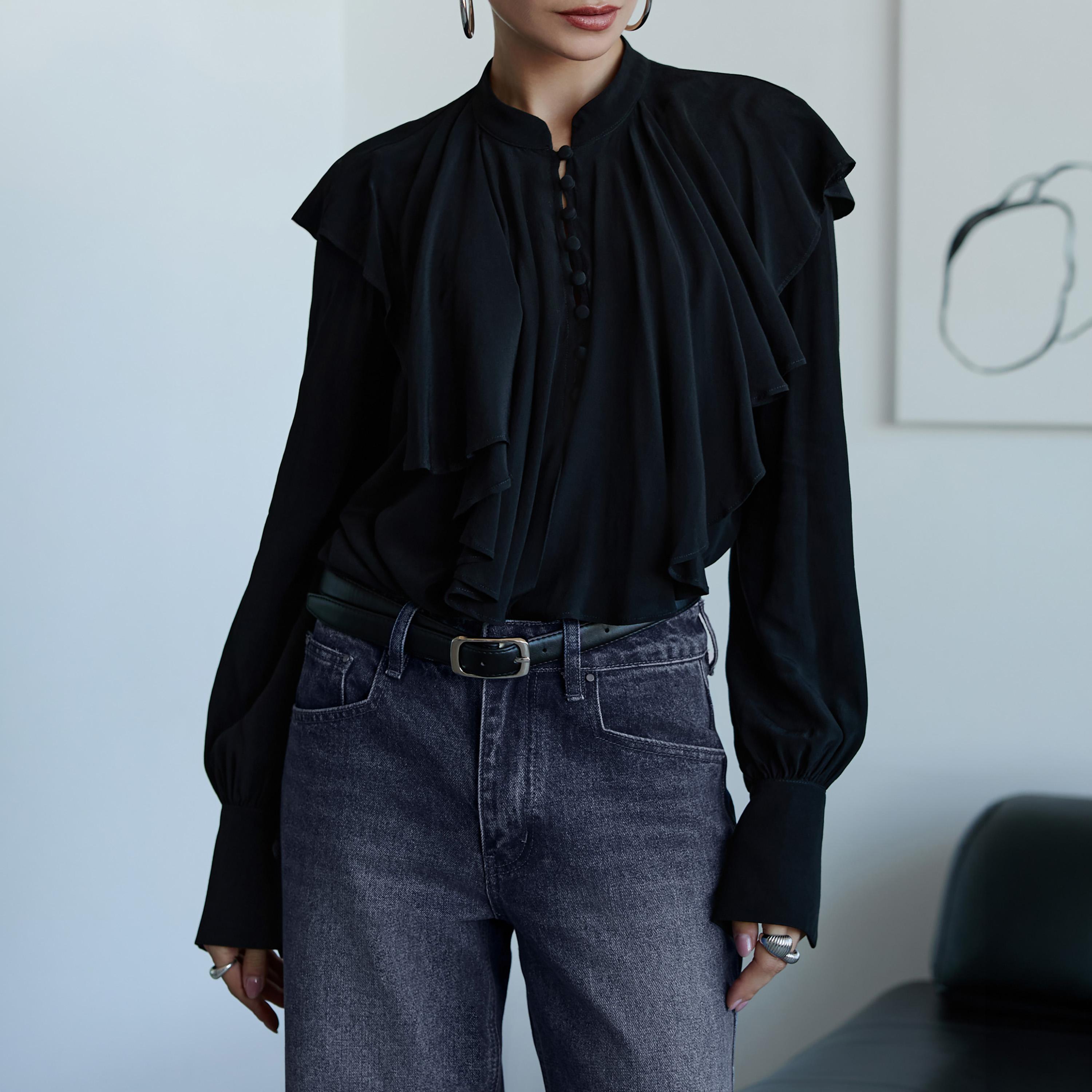 توب بياقة ماندارين للنساء من ليتشي-women-clothing-shirtsandblouses-blouses-image-3