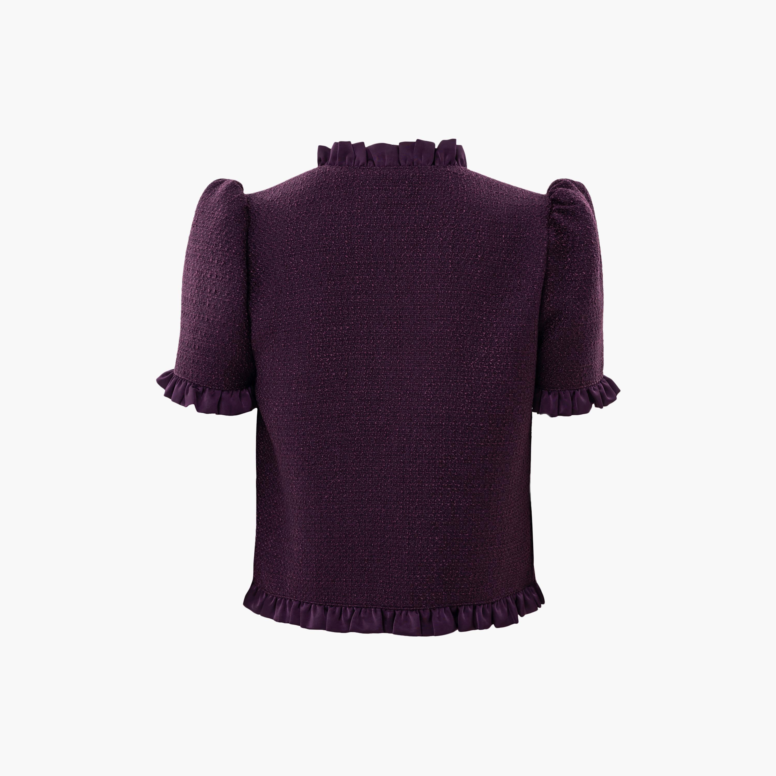 بلوزة تويد بأكمام منفوخة للنساء من ليتشي-women-clothing-shirtsandblouses-blouses-image-5