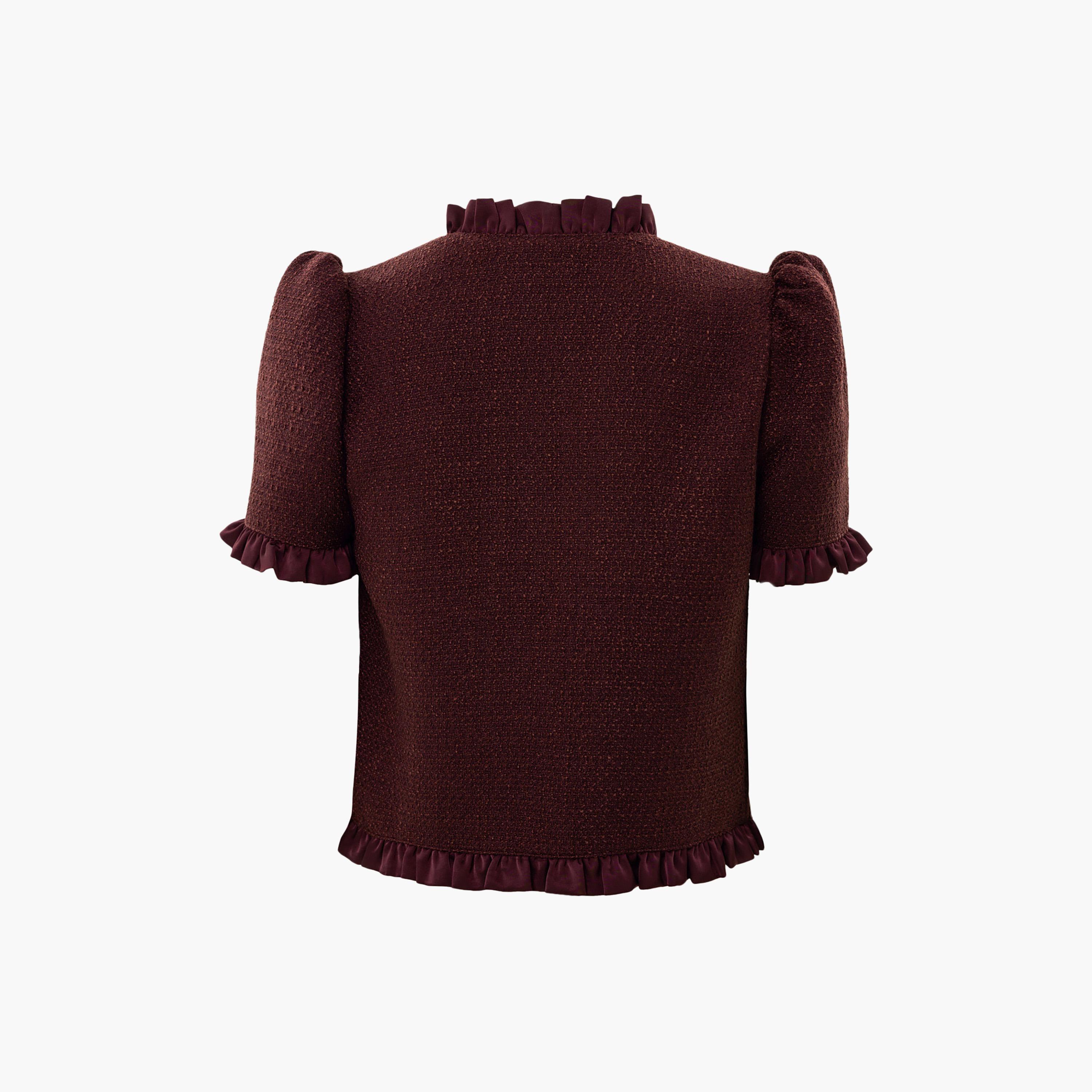 بلوزة تويد بأكمام منفوخة للنساء من ليتشي-women-clothing-shirtsandblouses-blouses-image-6