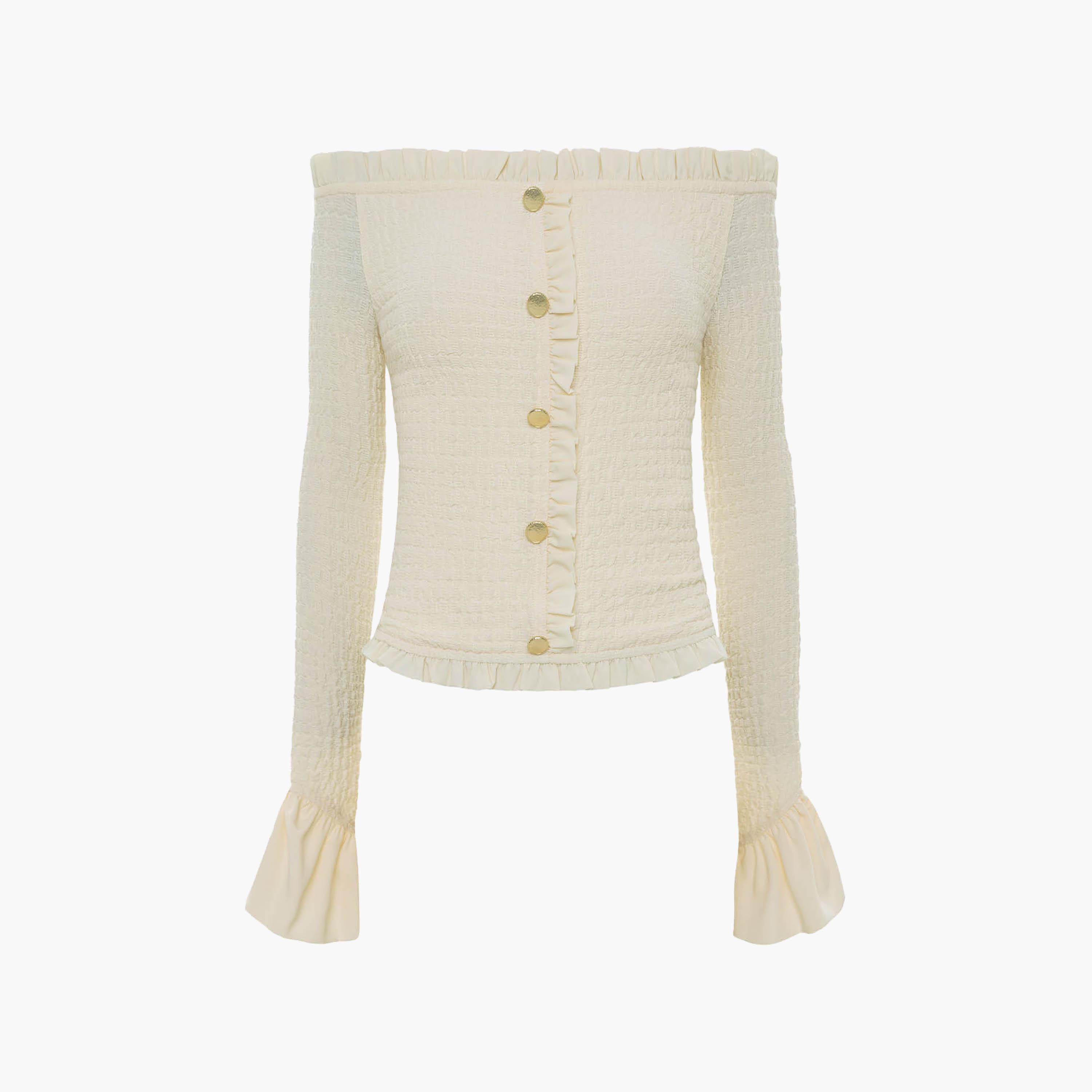Lichi Cream Knitted Off-Shoulder Women's Top-women-clothing-shirtsandblouses-blouses-image-4