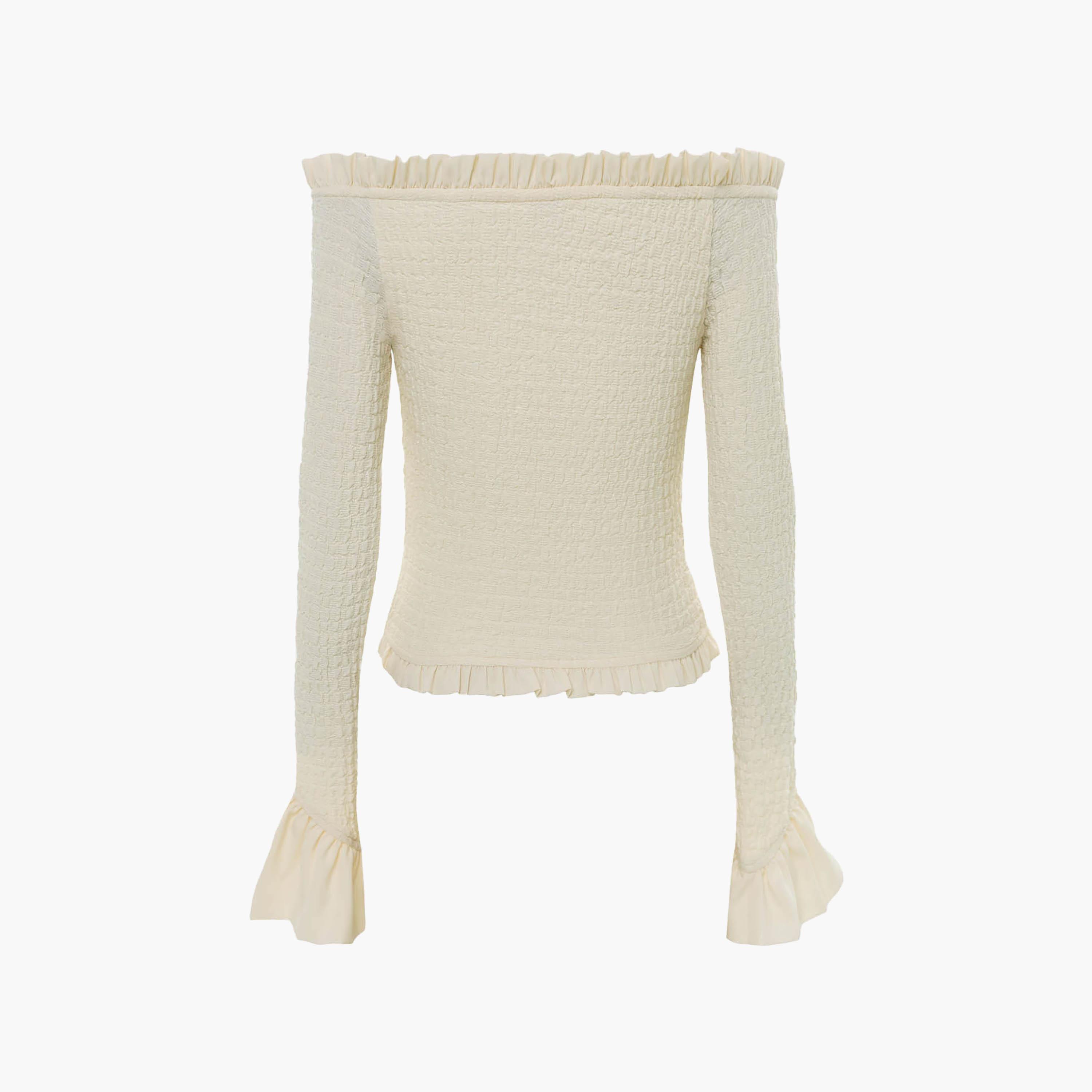 Lichi Cream Knitted Off-Shoulder Women's Top-women-clothing-shirtsandblouses-blouses-image-5