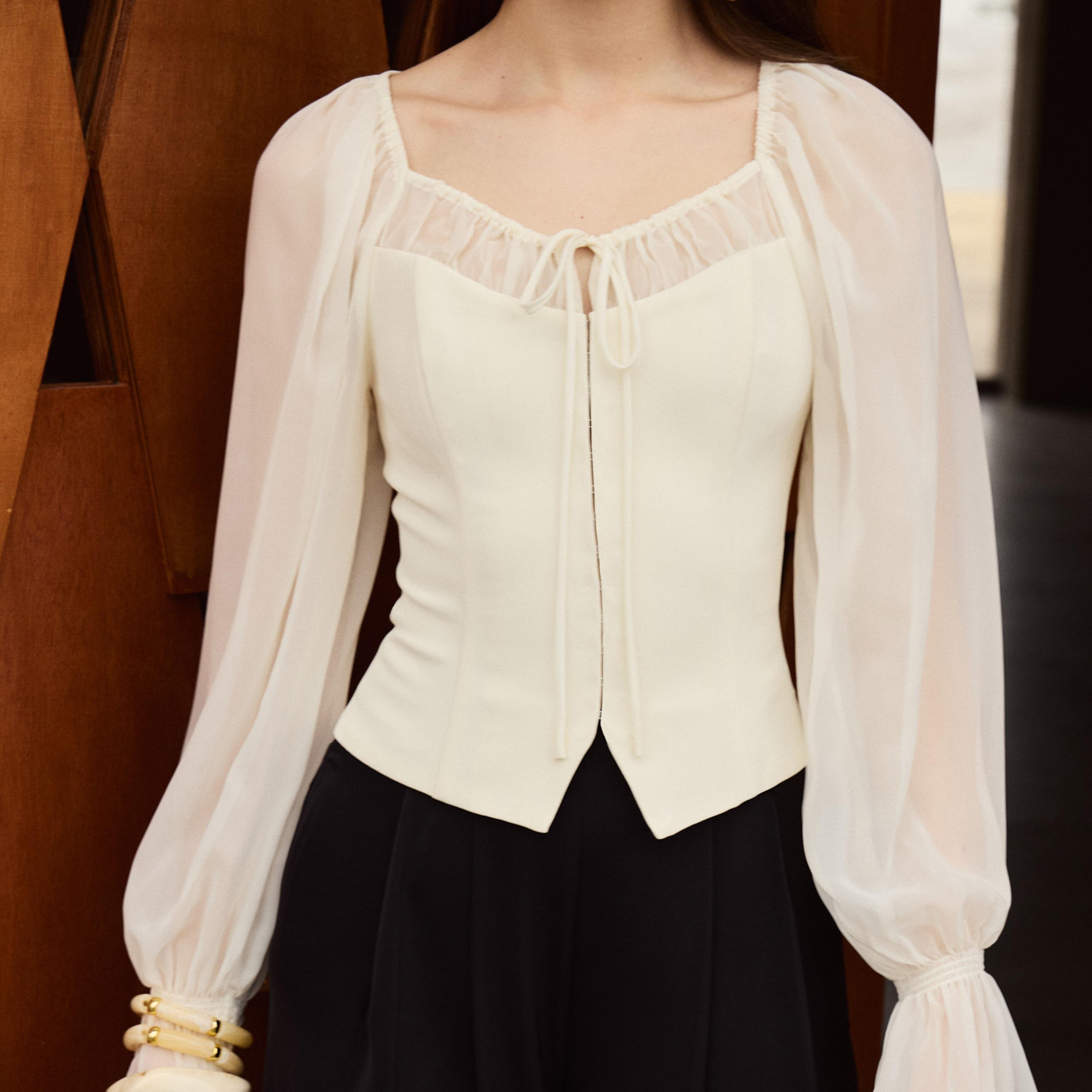 Lichi Cream Sweetheart Neck Women's Top-women-clothing-shirtsandblouses-blouses-image-4