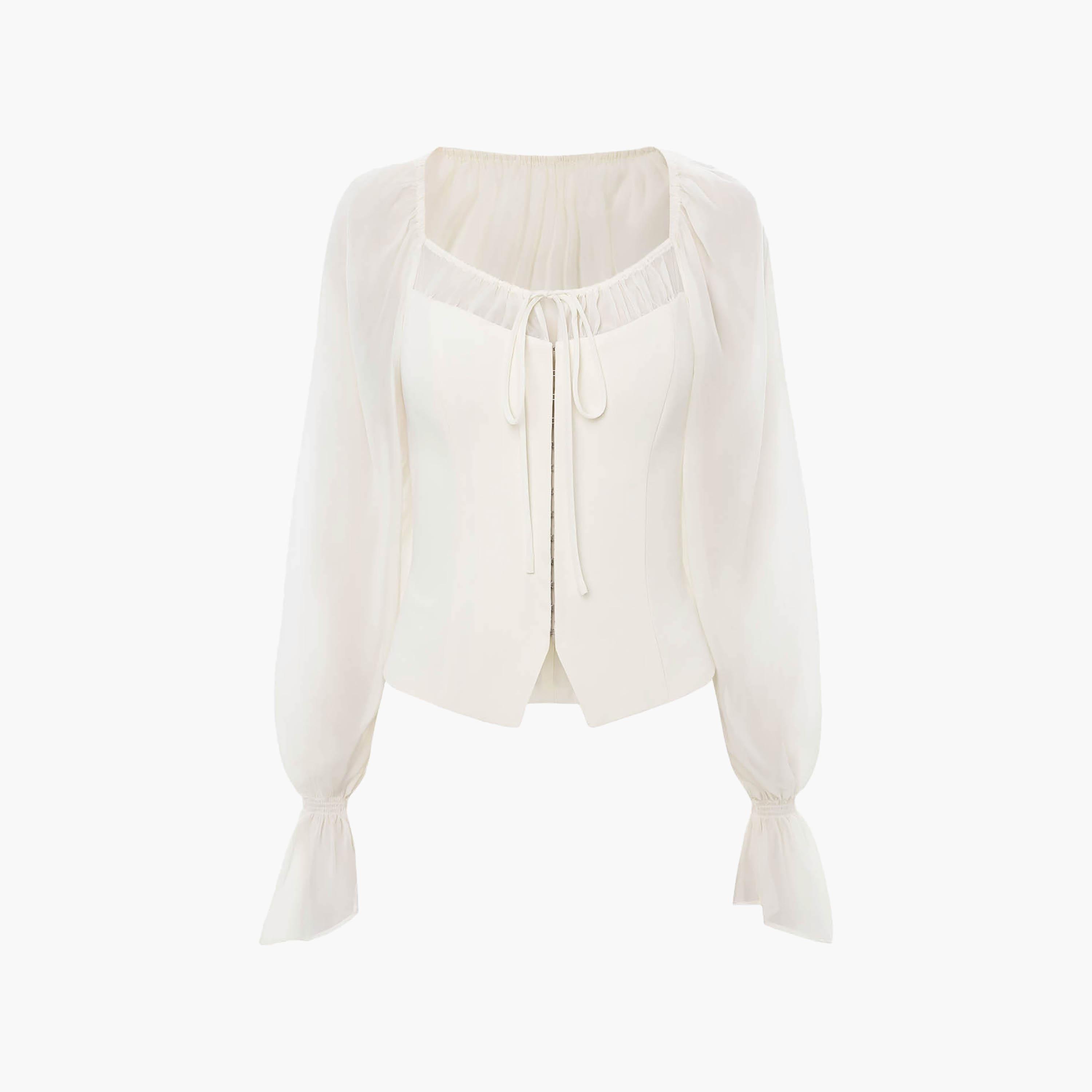 Lichi Cream Sweetheart Neck Women's Top-women-clothing-shirtsandblouses-blouses-image-5
