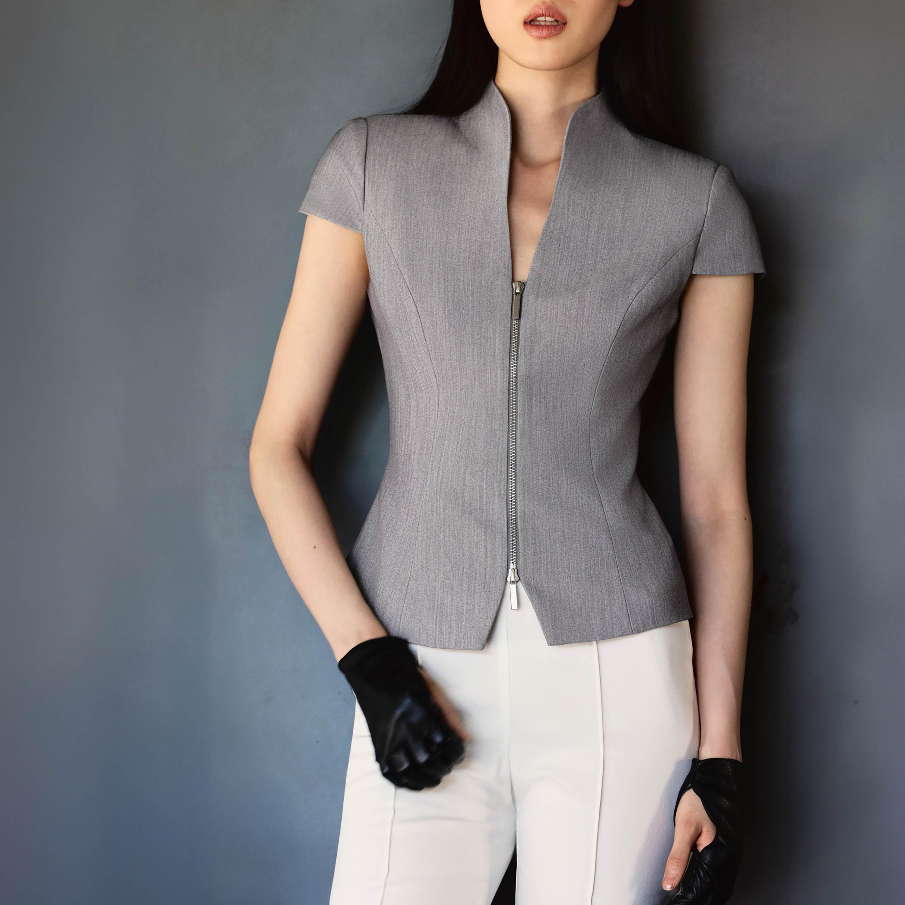 Lichi Stand Collar Cap Sleeves Women's Peplum Top-women-clothing-shirtsandblouses-blouses-image-4