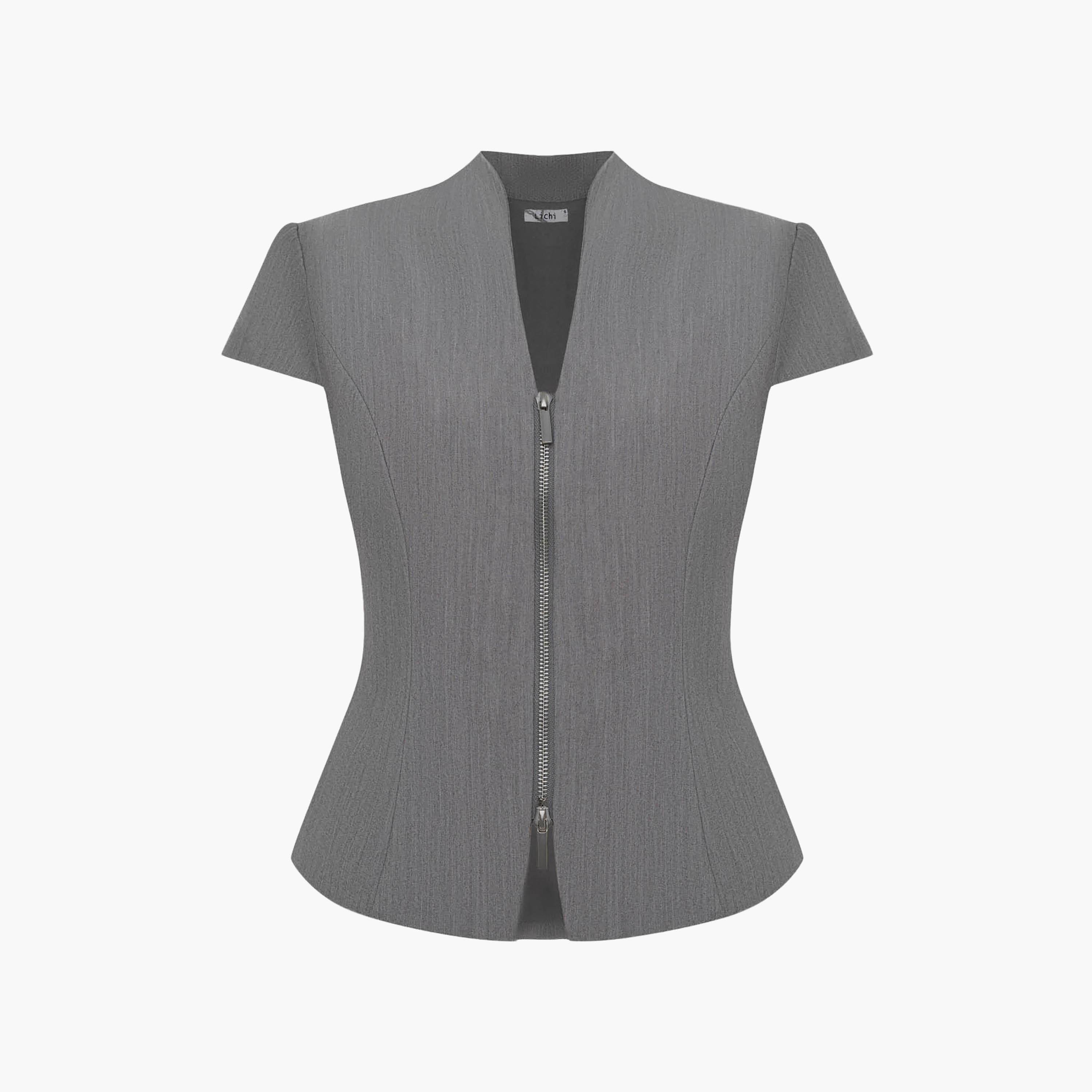 Lichi Stand Collar Cap Sleeves Women's Peplum Top-women-clothing-shirtsandblouses-blouses-image-5