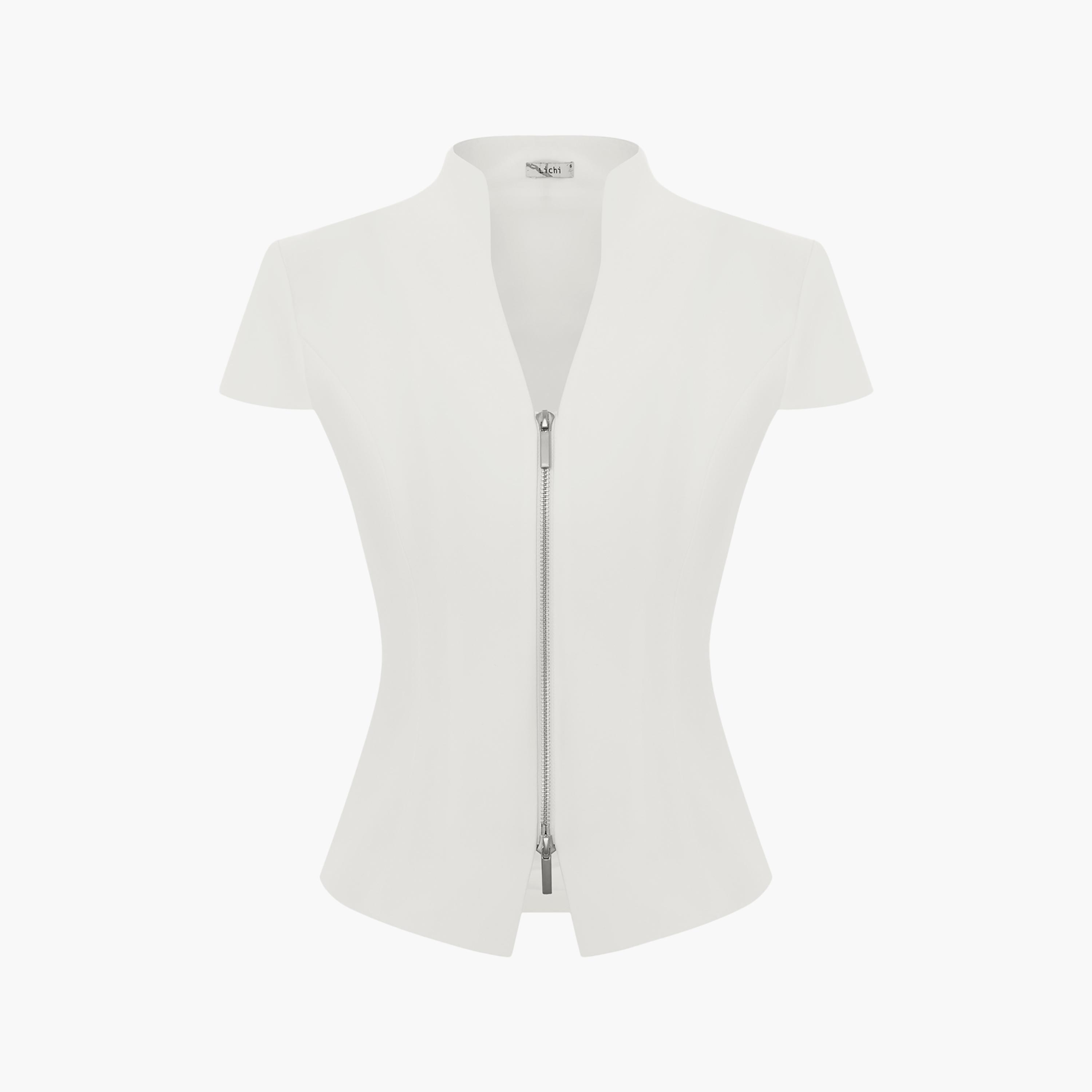 Lichi Stand Collar Cap Sleeves Women's Peplum Top-women-clothing-shirtsandblouses-blouses-image-5