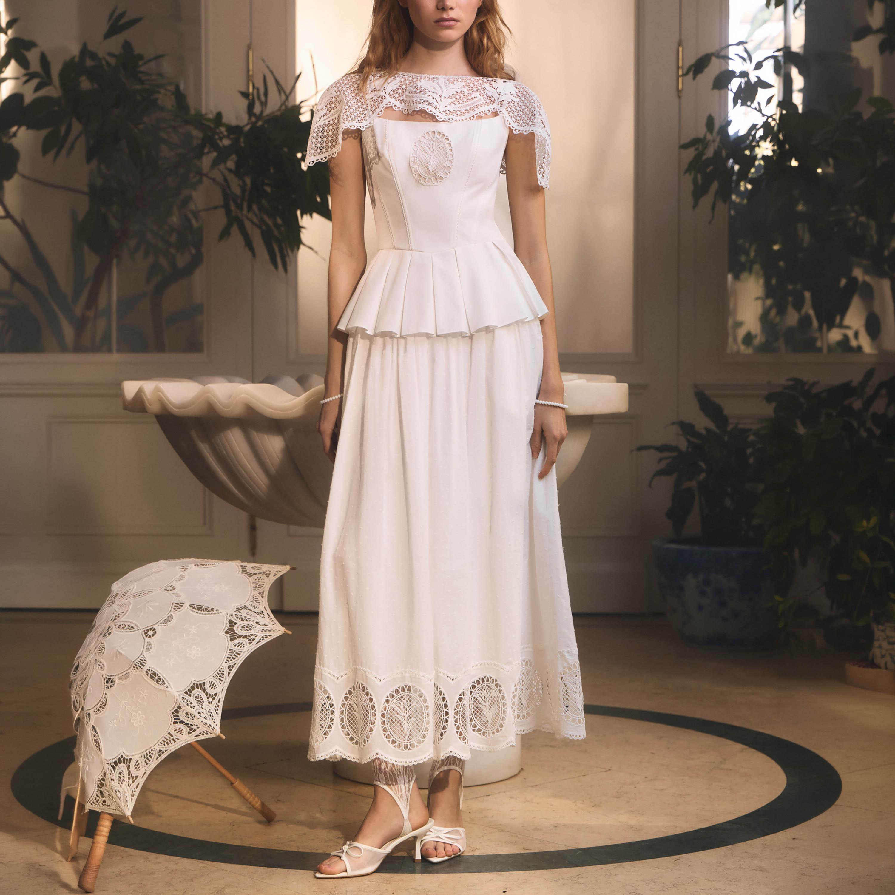 Lichi White Pleated Shoulder Strapes Women's Peplum Top-women-clothing-shirtsandblouses-blouses-image-3