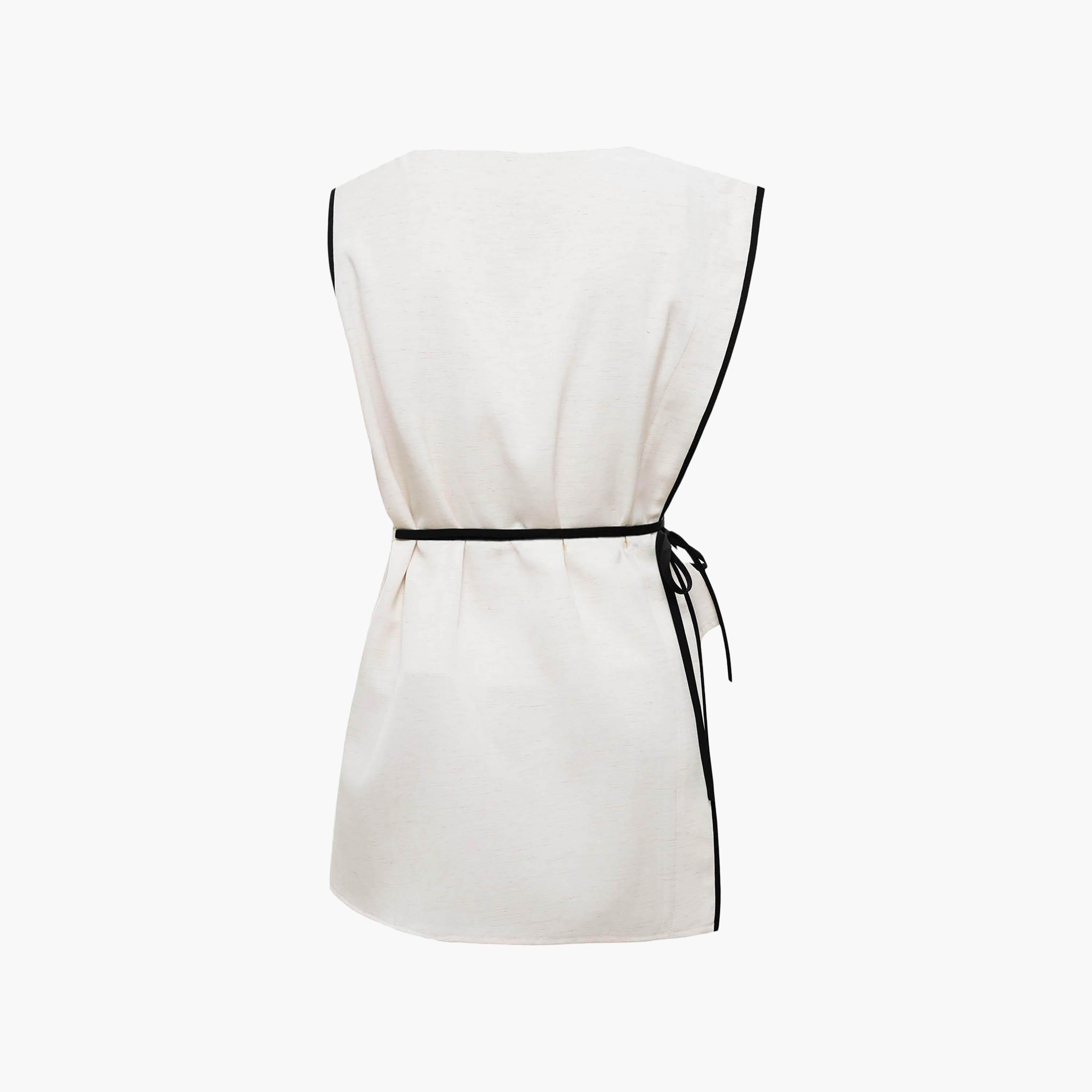 Lichi White Contrast Piping Detailed Women's Top-women-clothing-shirtsandblouses-blouses-image-6