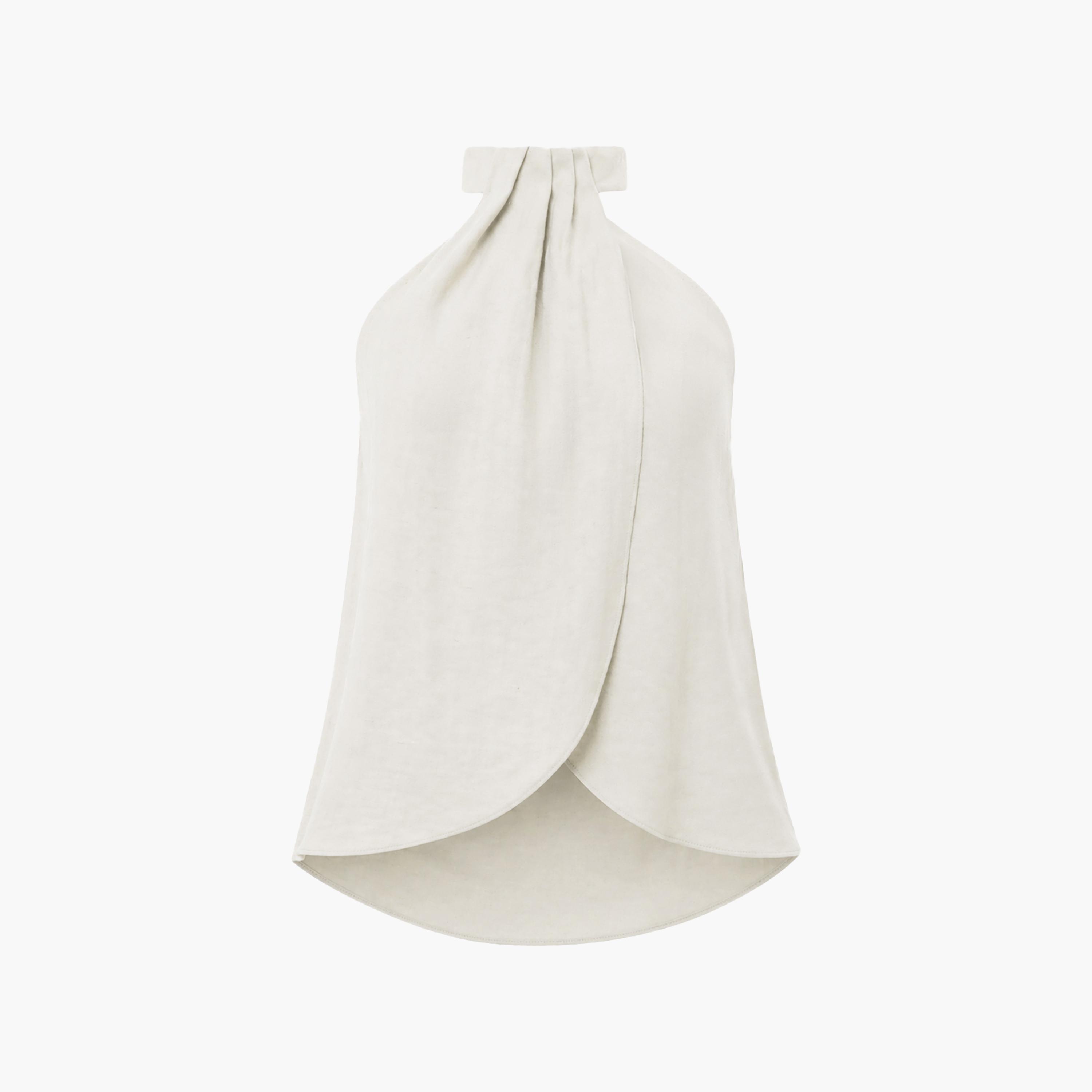 بلوزة بربطة عنق هولتر للنساء باللون الأبيض من ليتشي-women-clothing-shirtsandblouses-blouses-image-5